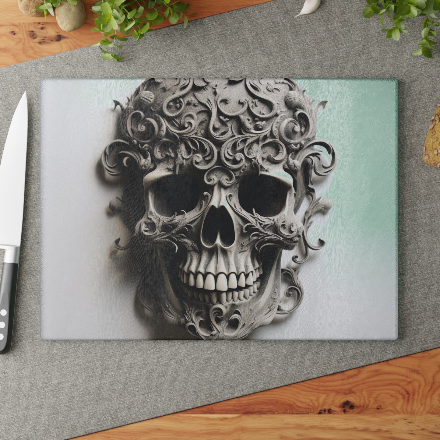 Glass Cutting Board Skull Treble Clef 2