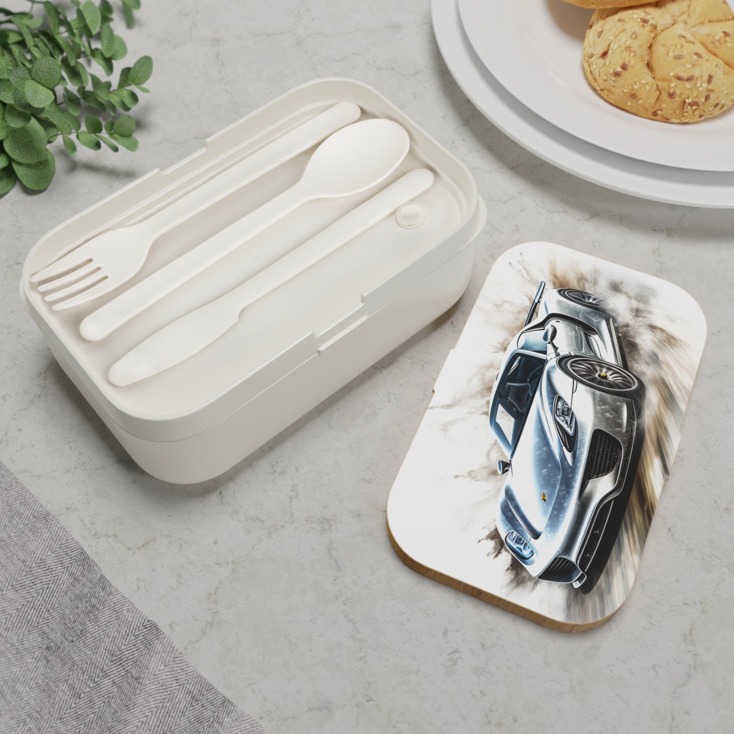 Bento Lunch Box 918 Spyder white background driving fast with water splashing 2