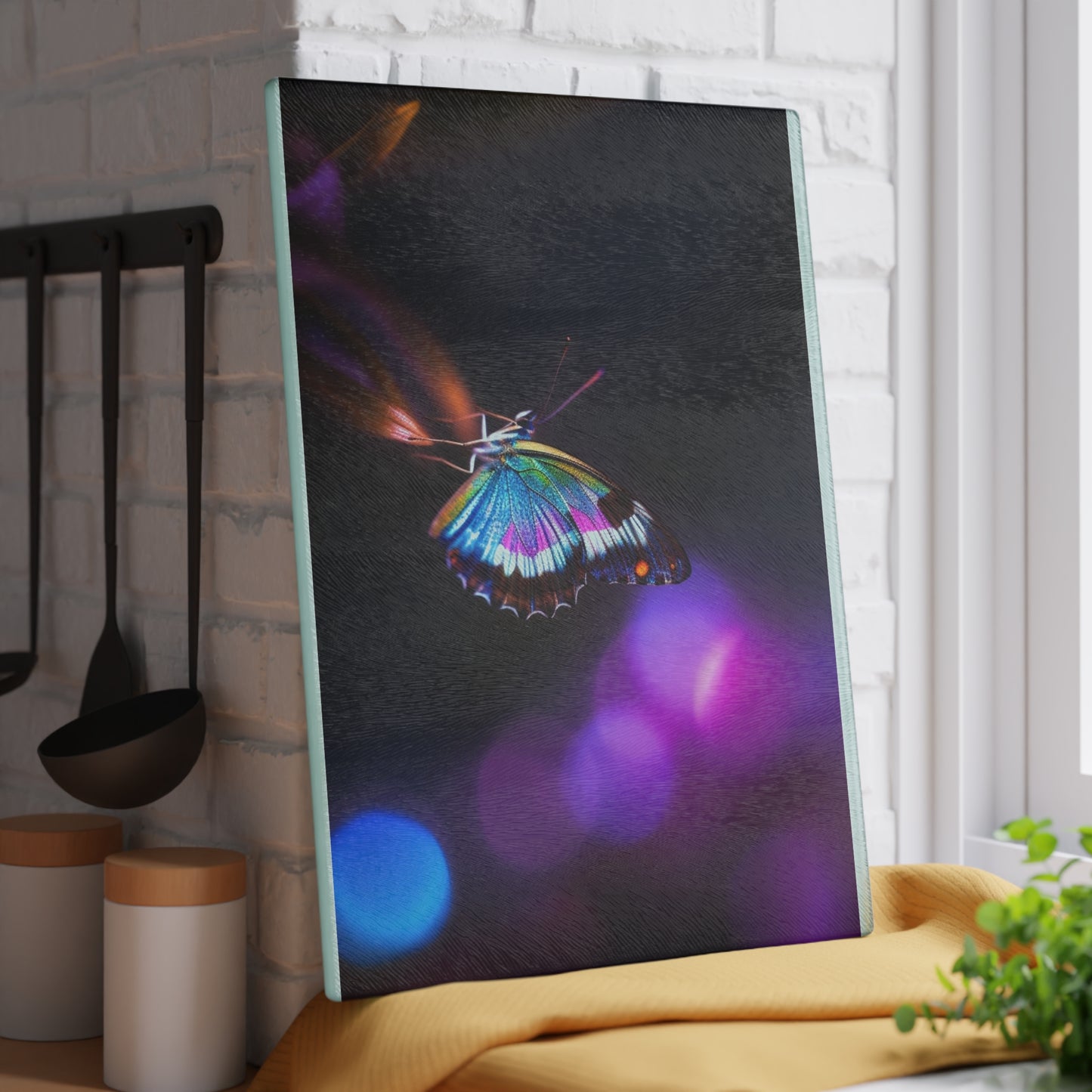 Glass Cutting Board Photo Realistic Butterfly 1