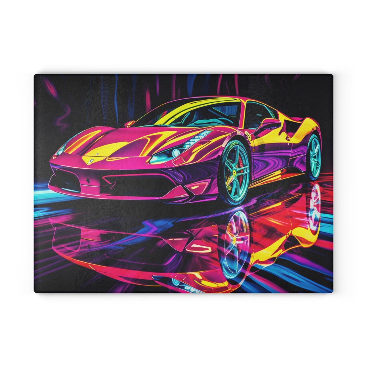 Glass Cutting Board Pink Ferrari Macro 2