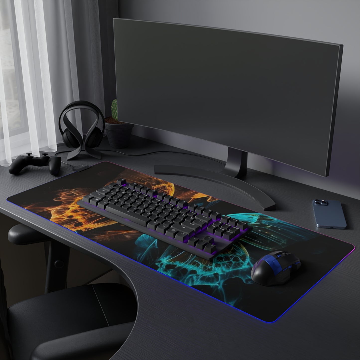 LED Gaming Mouse Pad Kiss Neon Butterfly 2