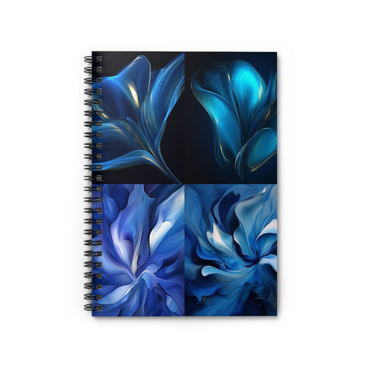 Spiral Notebook - Ruled Line Abstract Blue Tulip 5