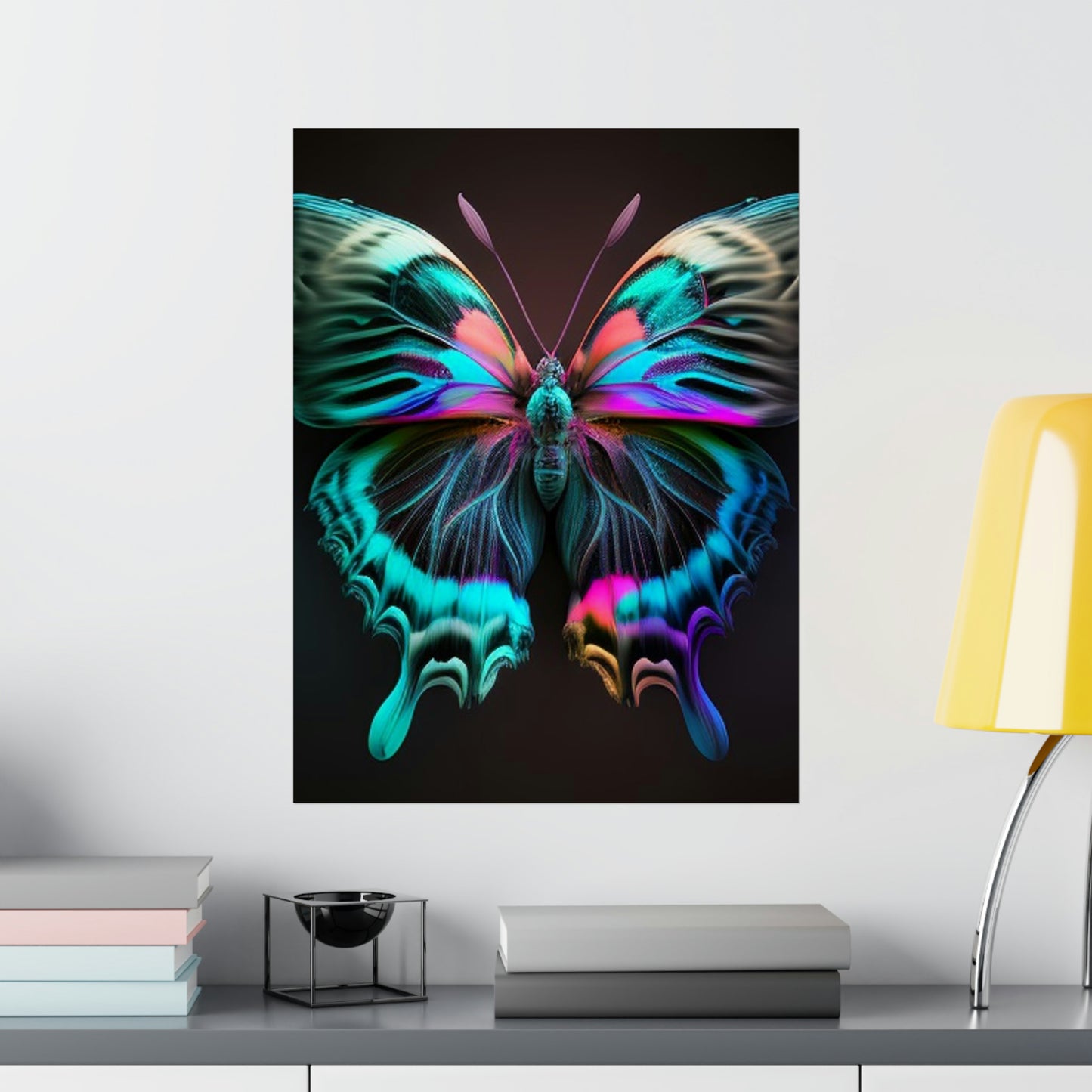 Premium Matte Vertical Posters Neon Butterfly Fusion 3