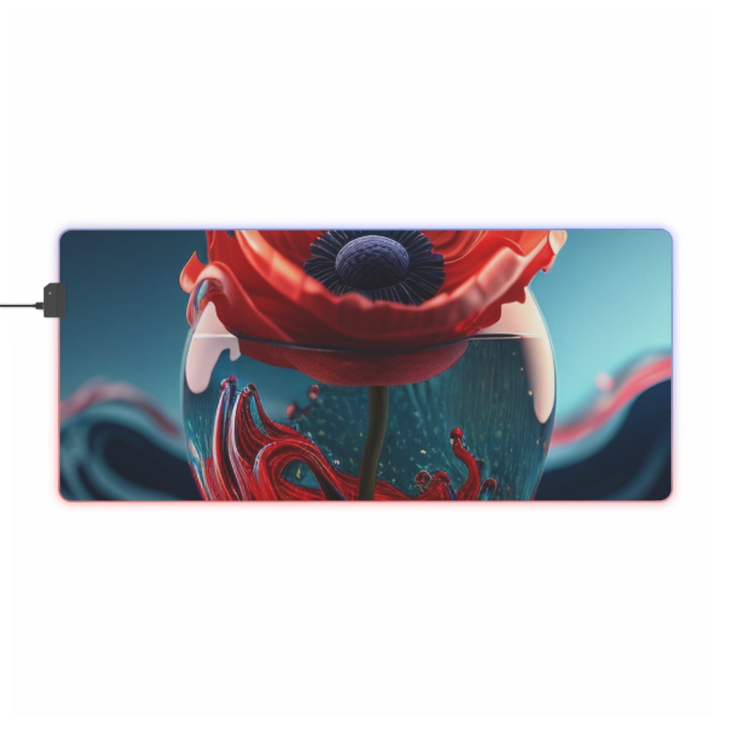 LED Gaming Mouse Pad Red Anemone in a Vase 2