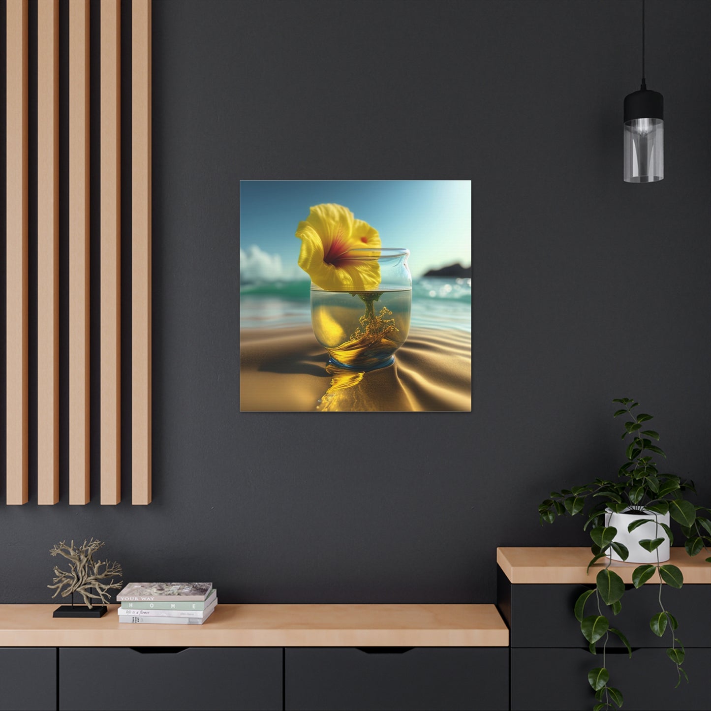 Canvas Gallery Wraps Yellow Hibiscus glass 1