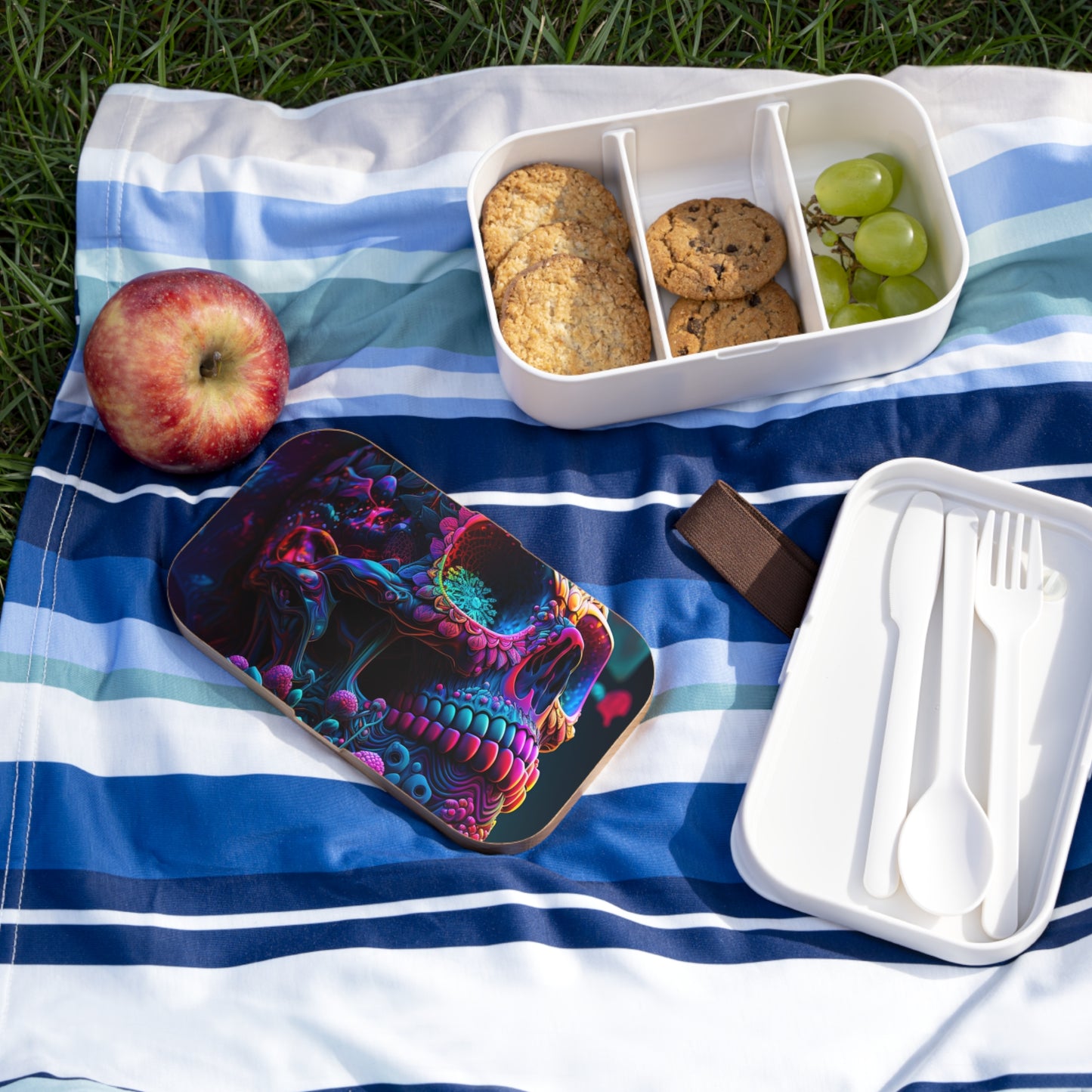 Bento Lunch Box Florescent Skull Death 3