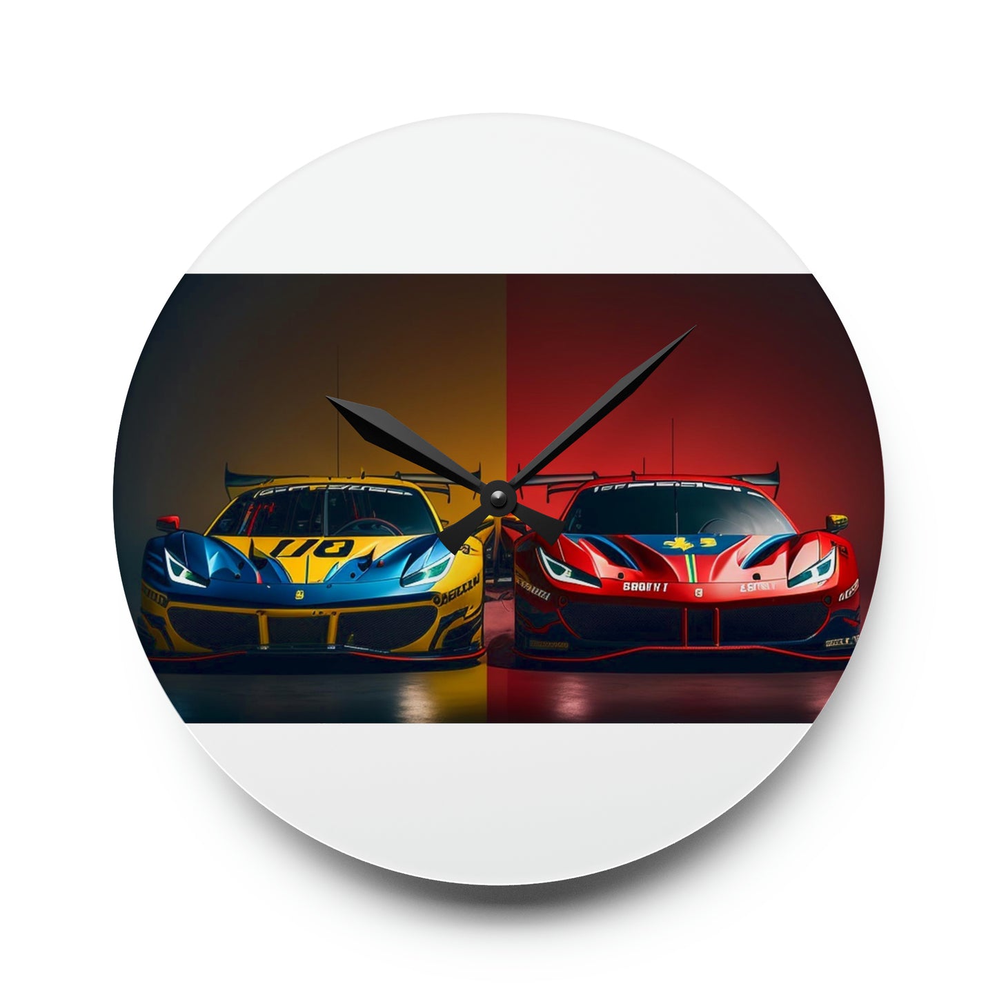 Acrylic Wall Clock Ferrari Red Blue 3