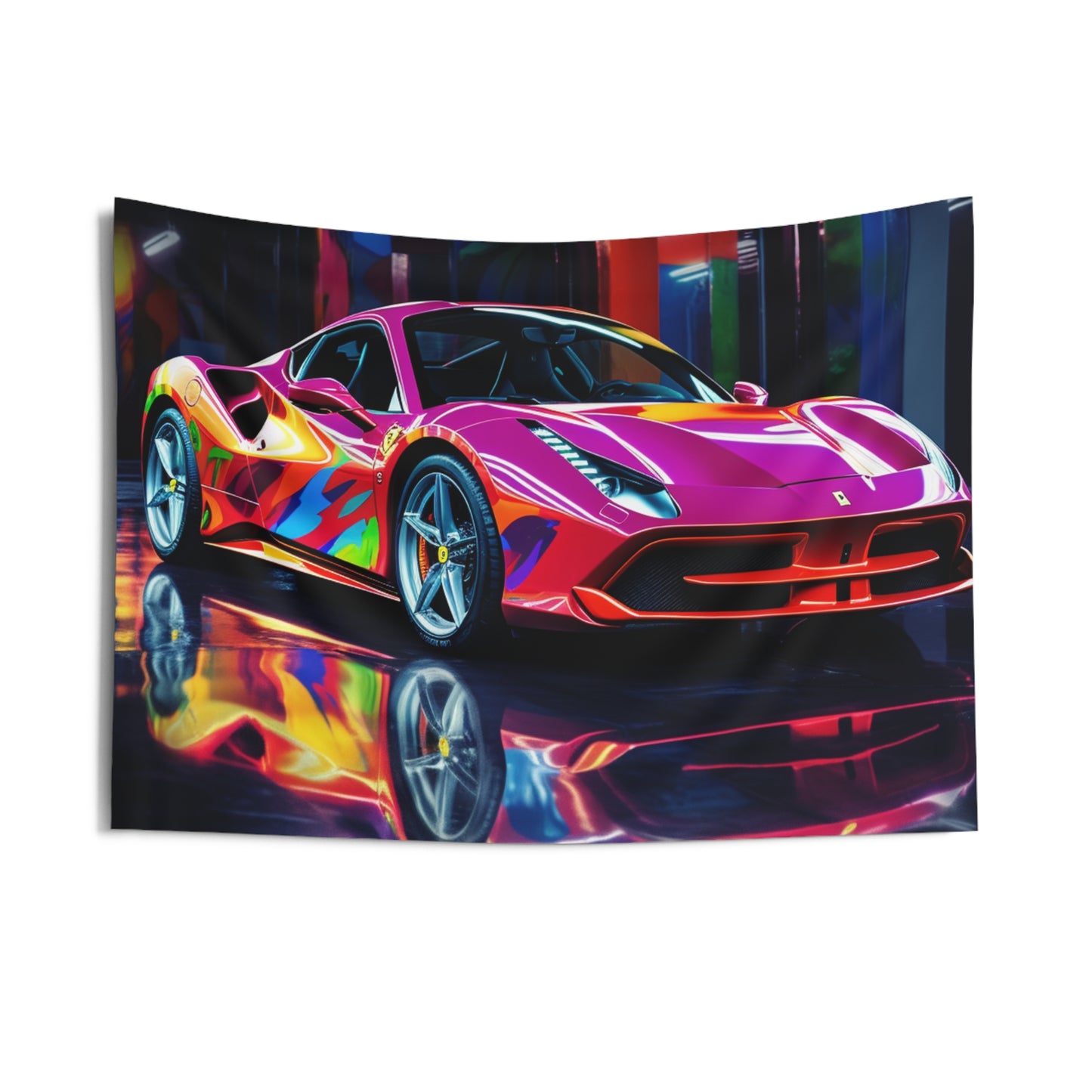 Indoor Wall Tapestries Pink Macro Ferrari 1