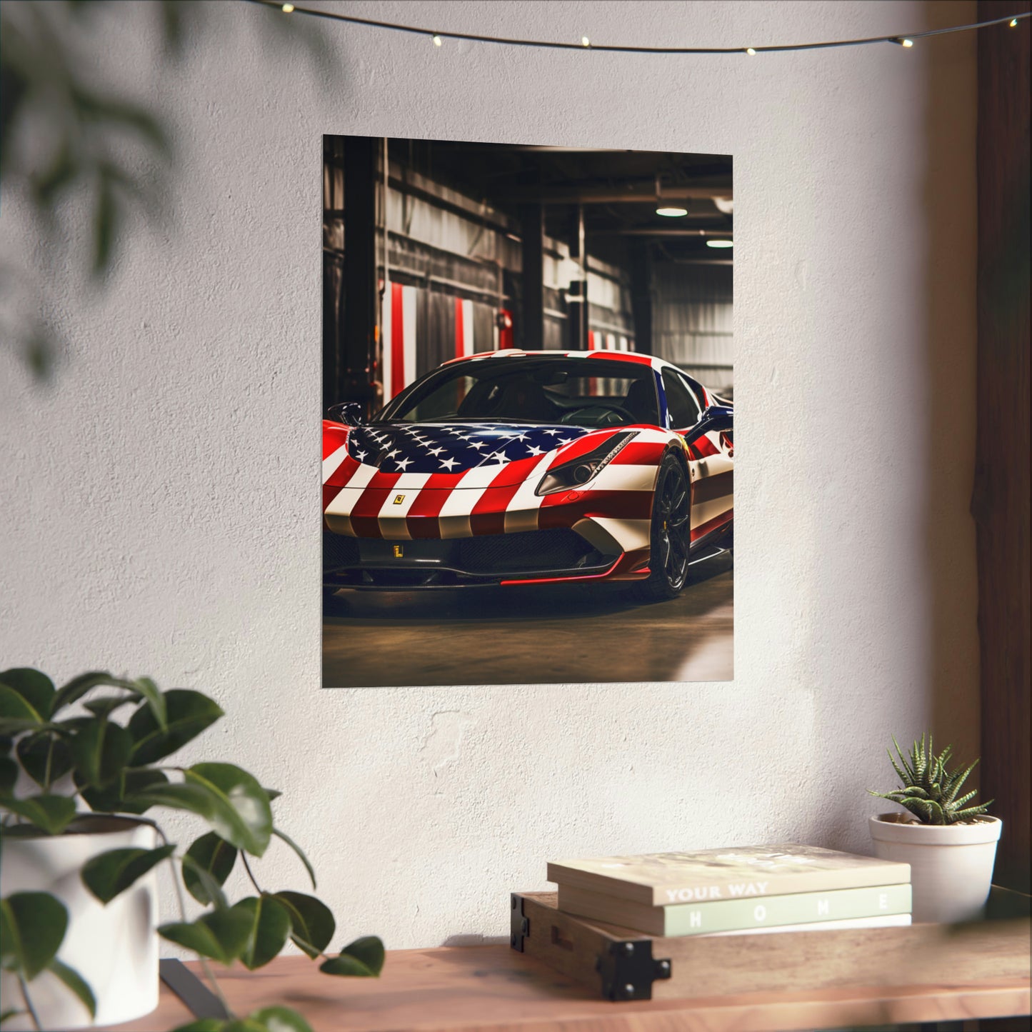 Premium Matte Vertical Posters American Flag Farrari 3