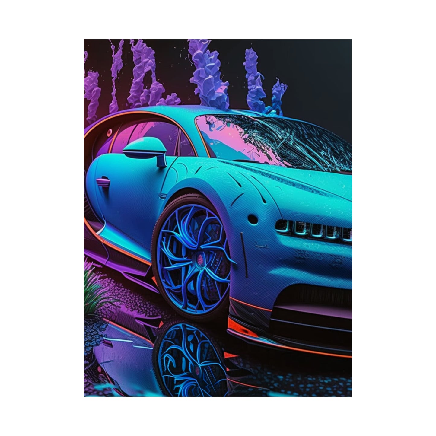 Premium Matte Vertical Posters Bugatti Neon Chiron 2