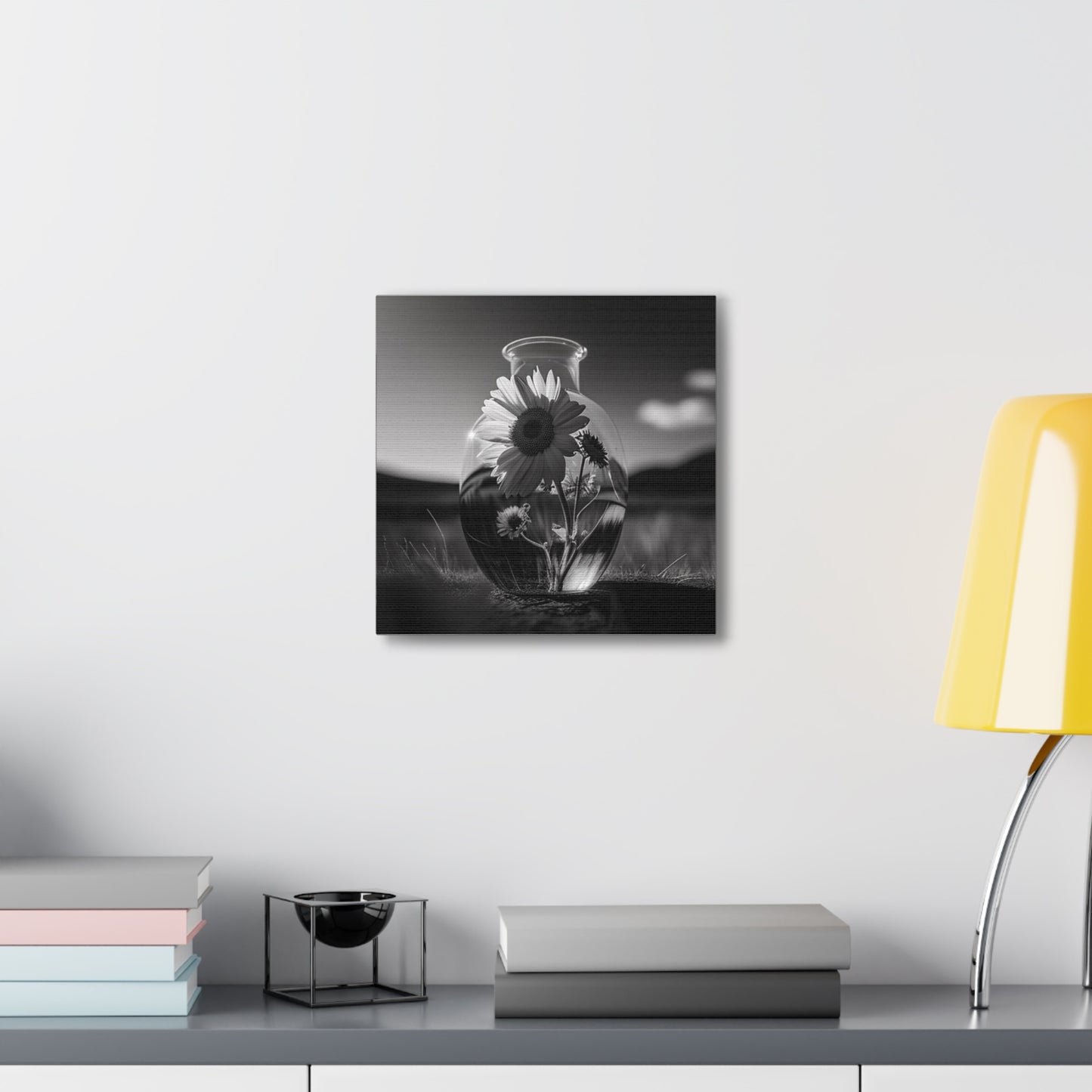 Canvas Gallery Wraps Yellw Sunflower in a vase 4
