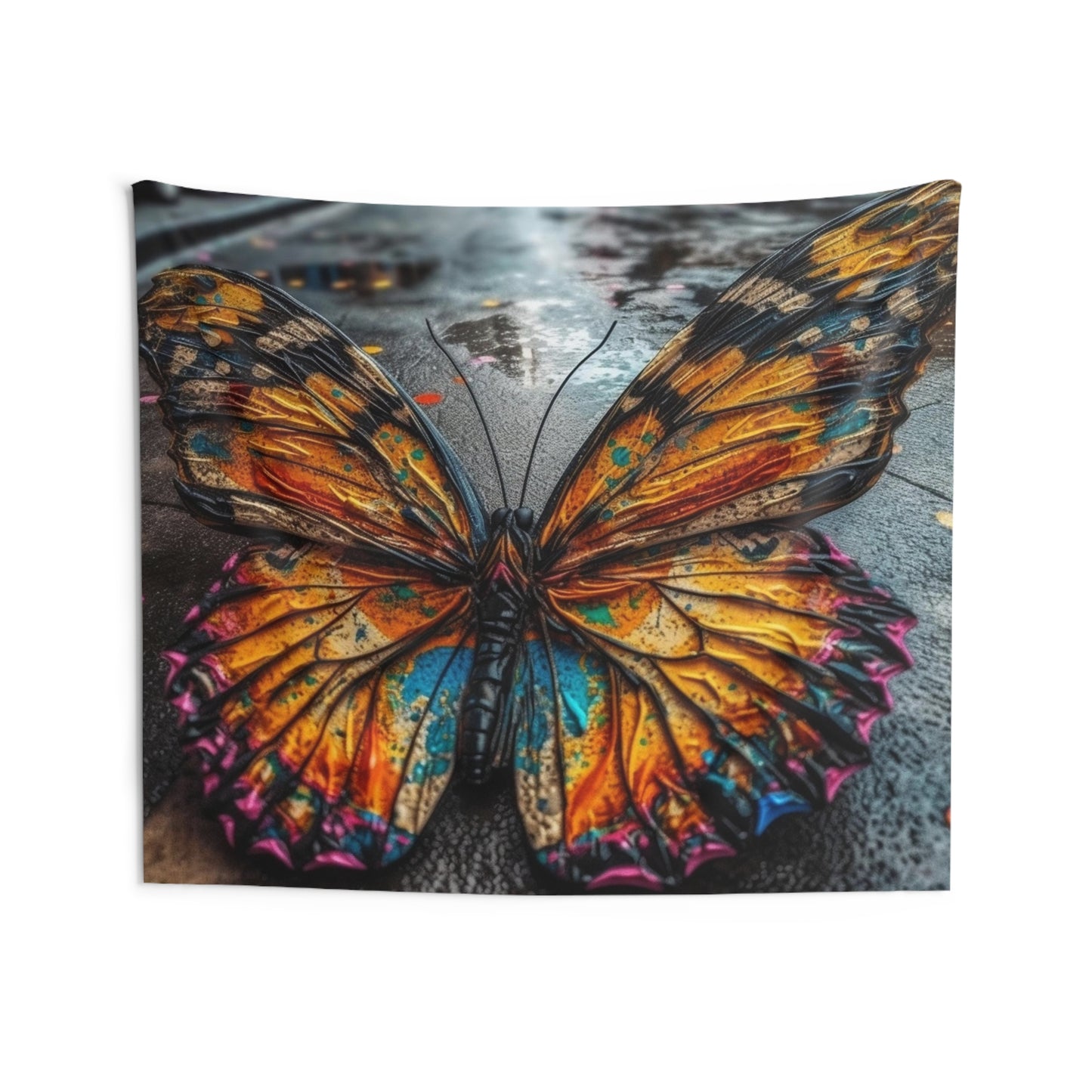 Indoor Wall Tapestries Liquid Street Butterfly 1