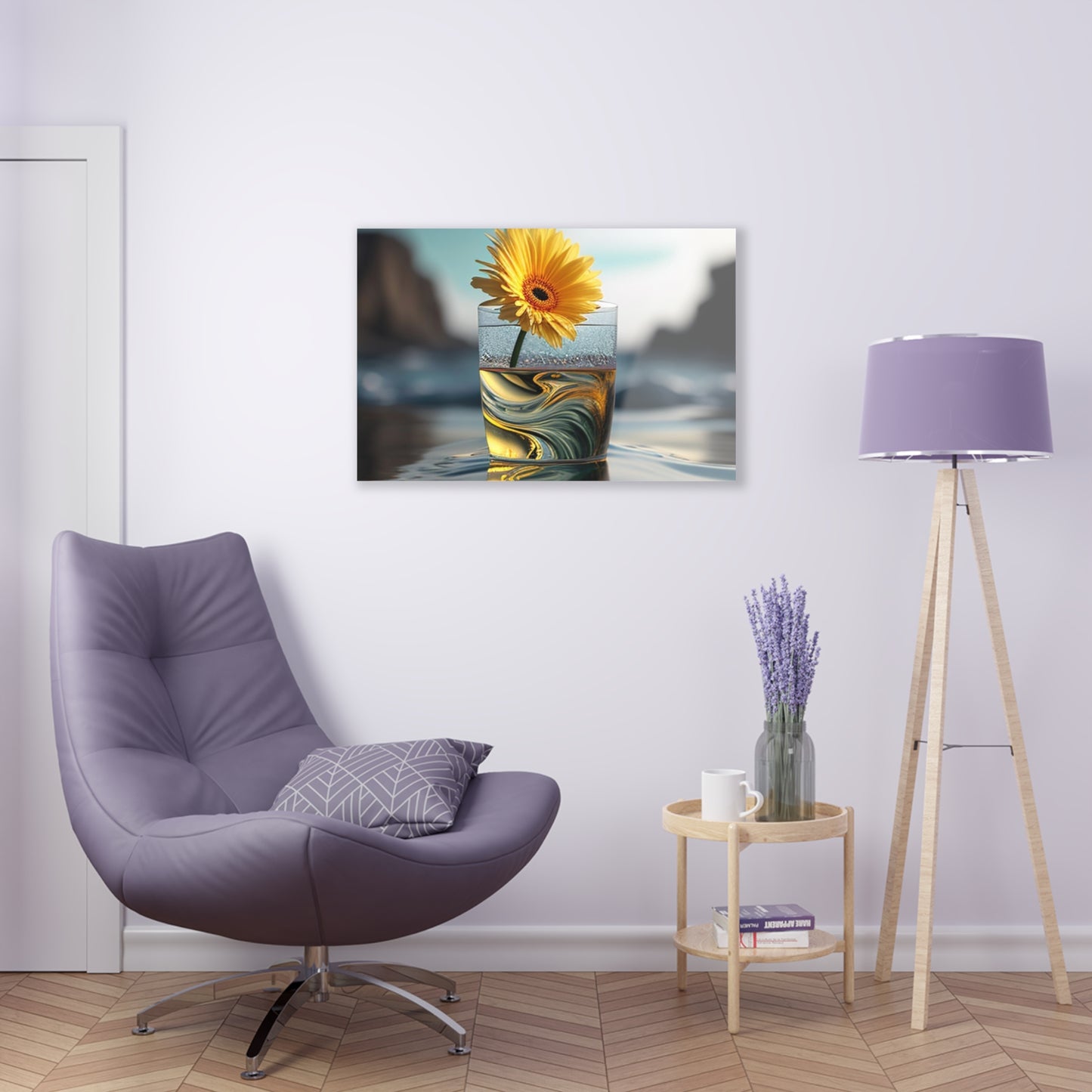 Acrylic Prints yello Gerbera glass 2