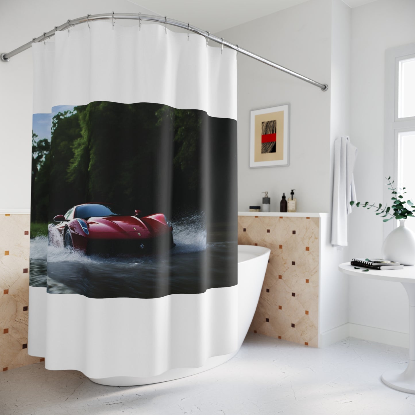 Polyester Shower Curtain Water Ferrari Splash 1