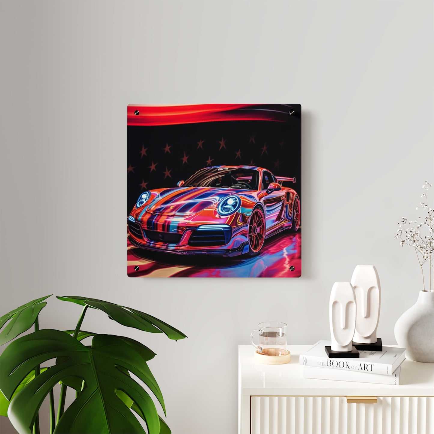 Acrylic Wall Art Panels American Flag Colored Porsche 2