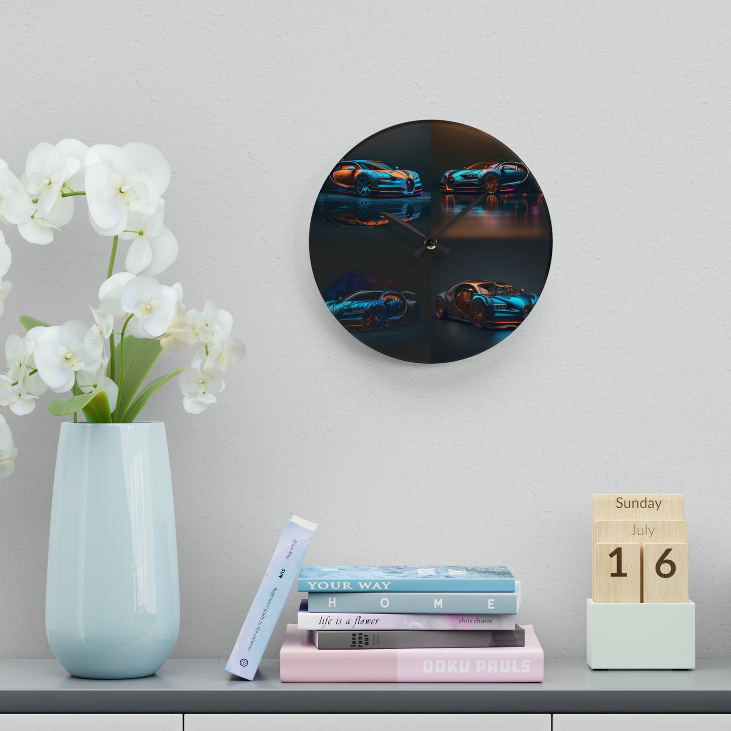 Acrylic Wall Clock Bugatti Blue 5