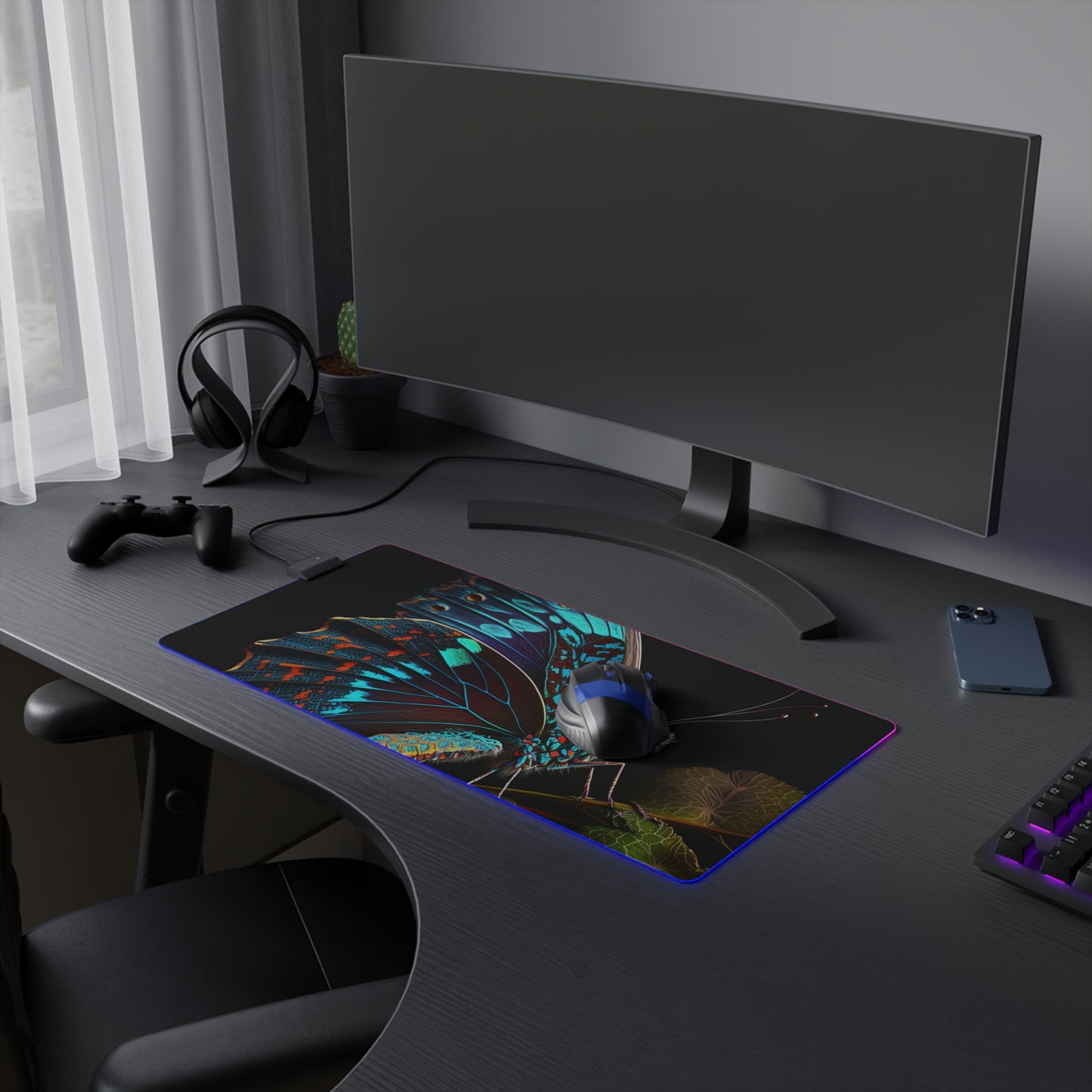 LED Gaming Mouse Pad Hue Neon Butterfly 2