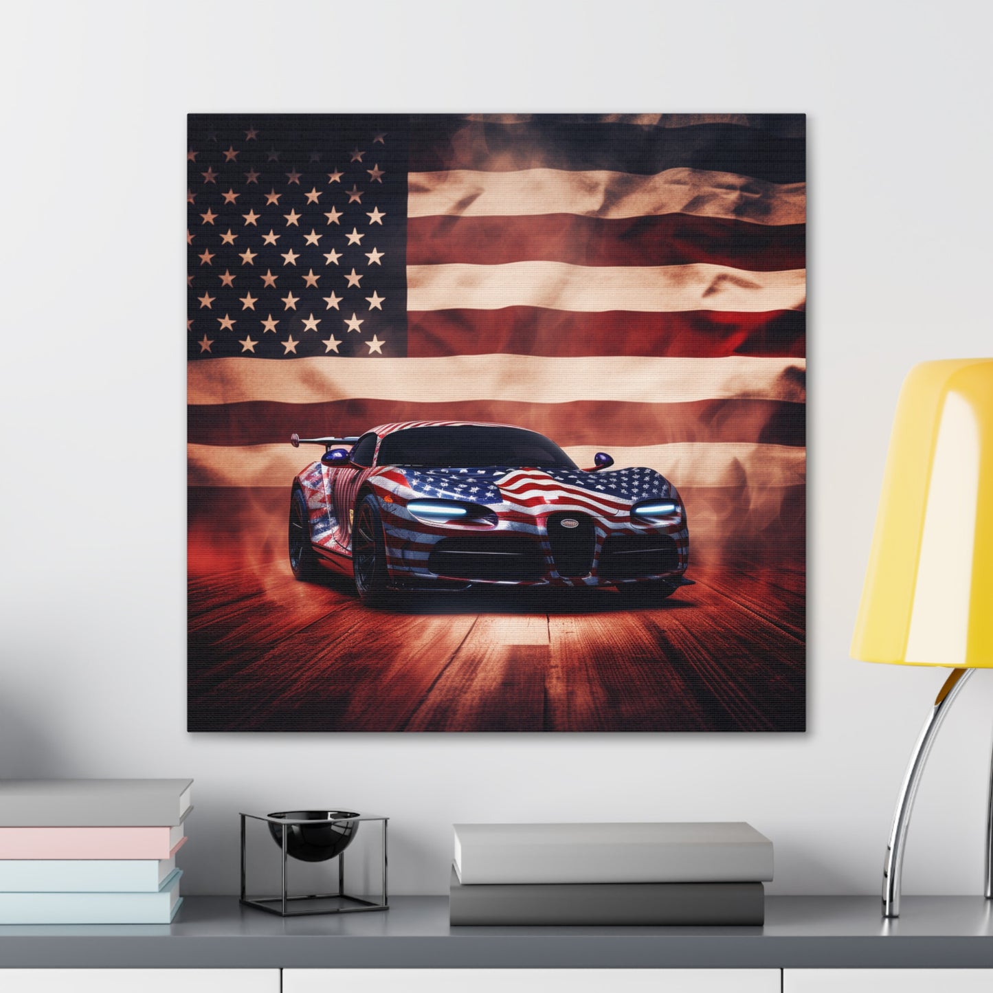 Canvas Gallery Wraps Abstract American Flag Background Bugatti 2