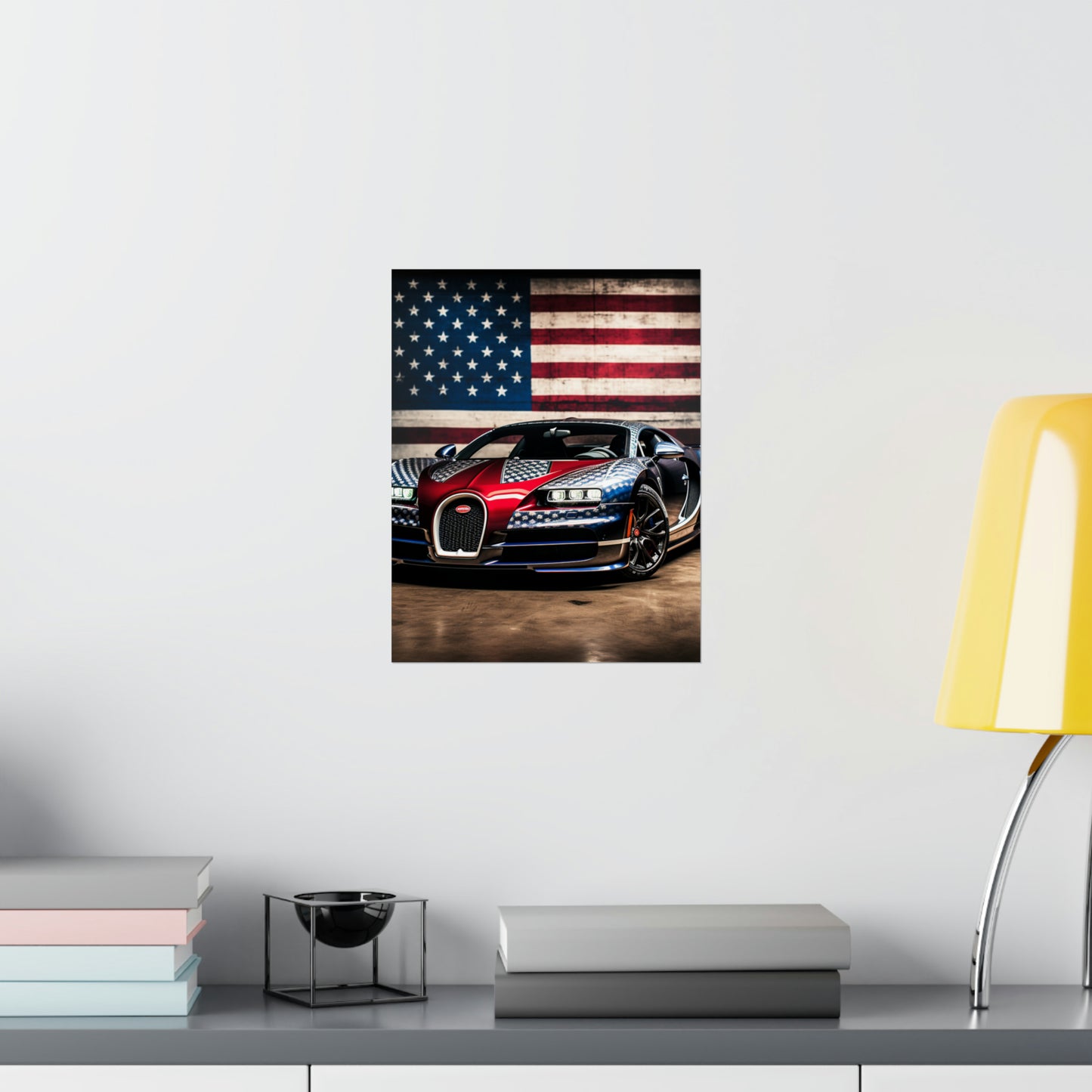 Premium Matte Vertical Posters Bugatti American Flag 1