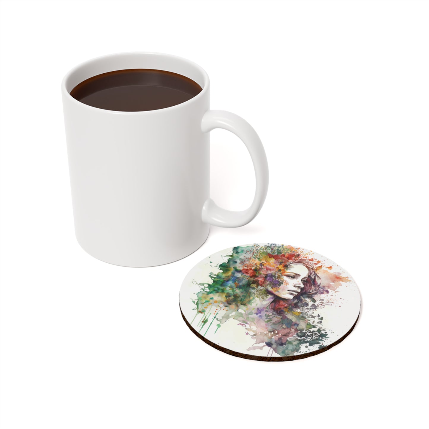 Cork Back Coaster Mother Nature Bright Spring Colors Realistic Watercolor 3