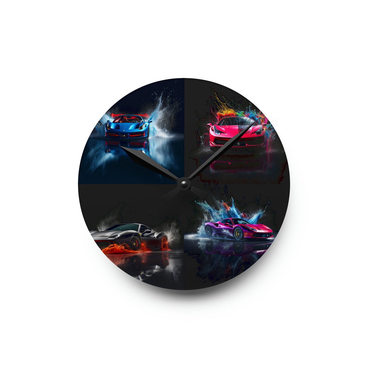 Acrylic Wall Clock Ferrari Water Splash 5