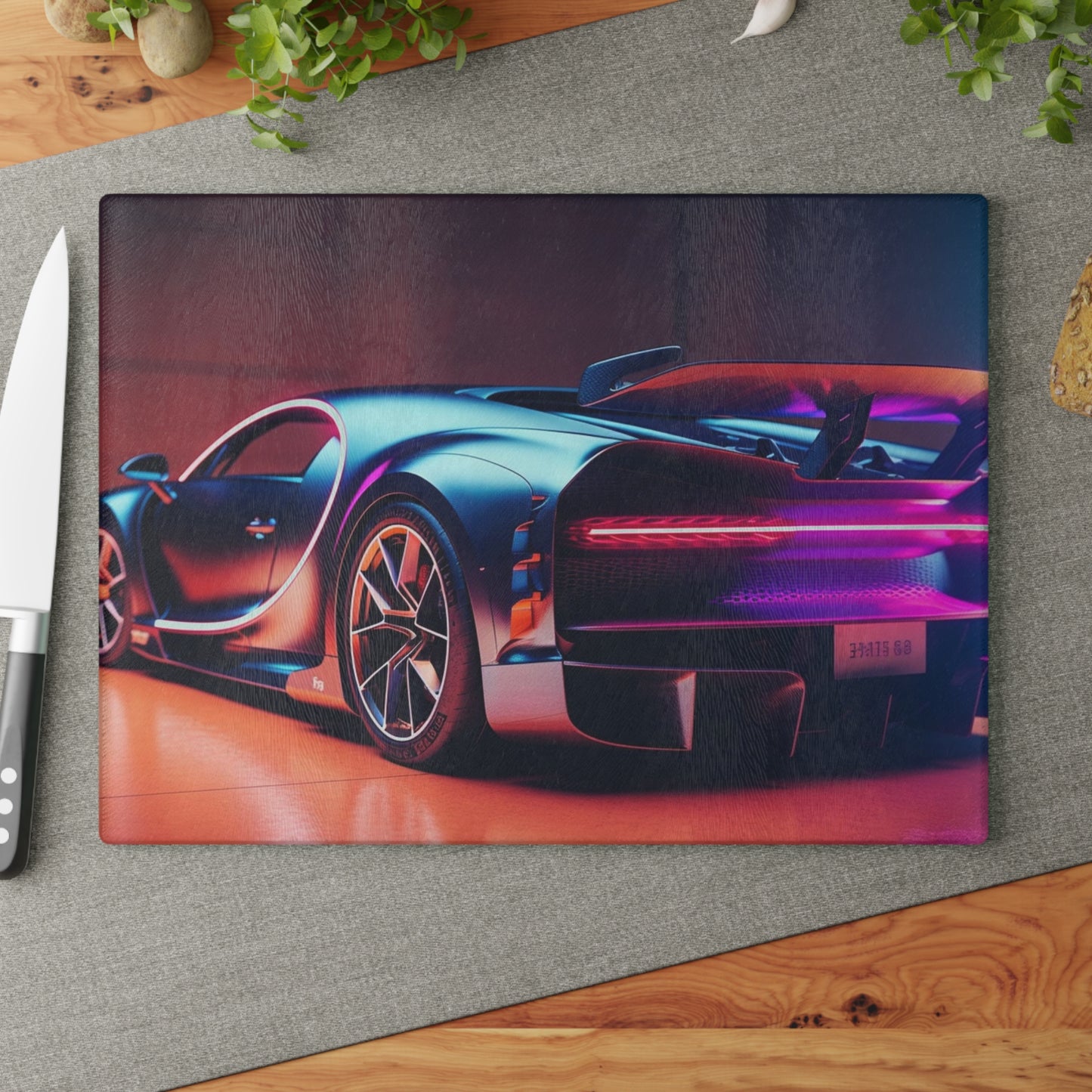 Glass Cutting Board Hyper Bugatti Neon Chiron 2