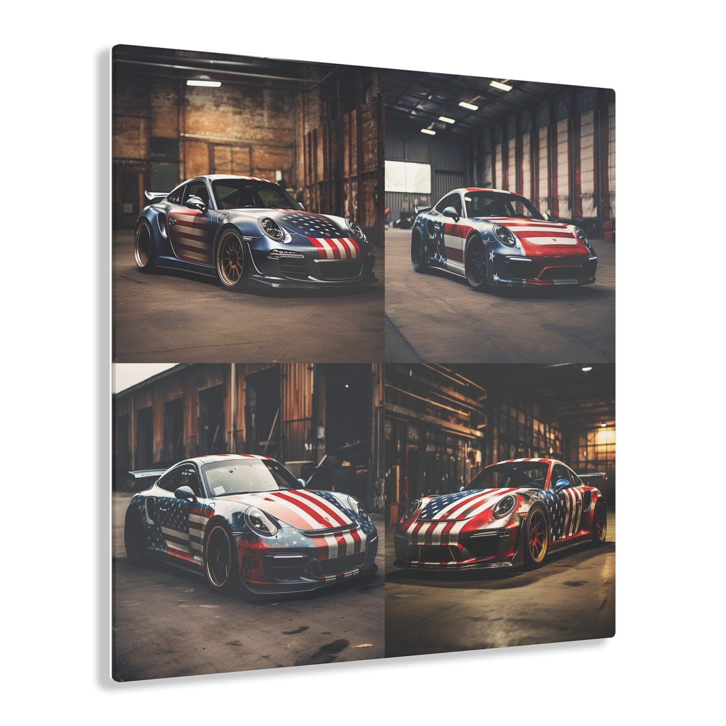 Acrylic Prints American Flag Porsche 5