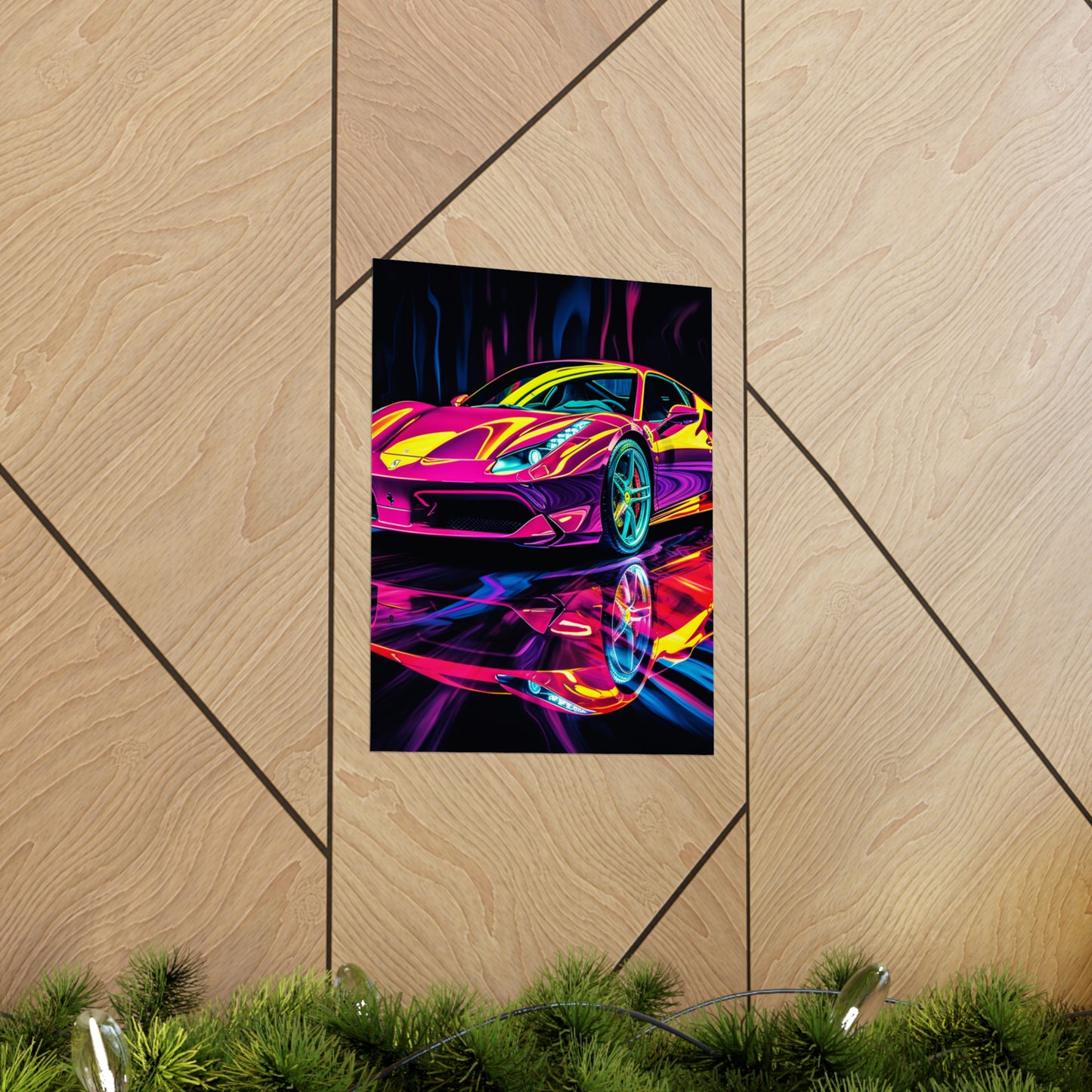 Premium Matte Vertical Posters Pink Ferrari Macro 2