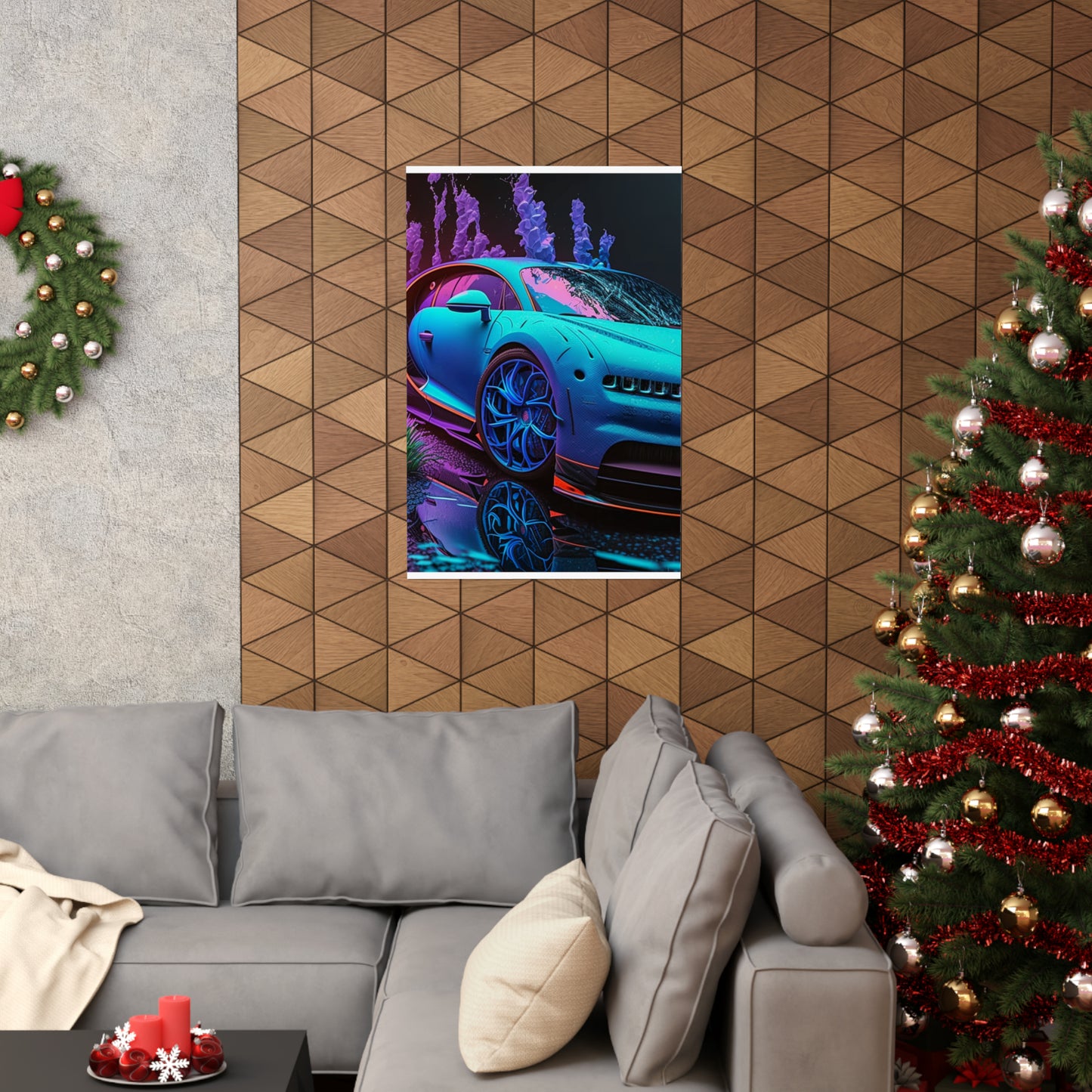 Premium Matte Vertical Posters Bugatti Neon Chiron 2