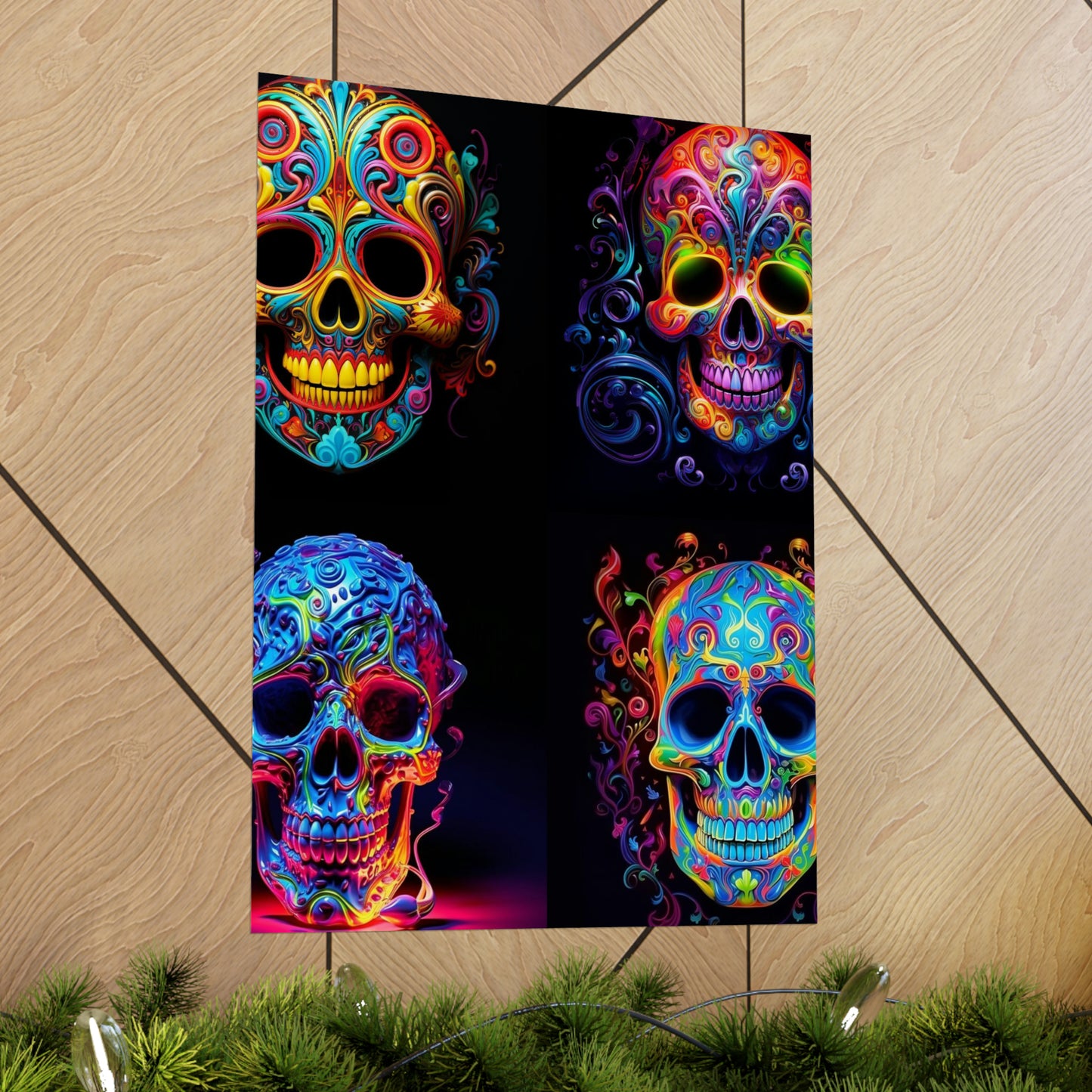 Premium Matte Vertical Posters Macro Skull Color 5