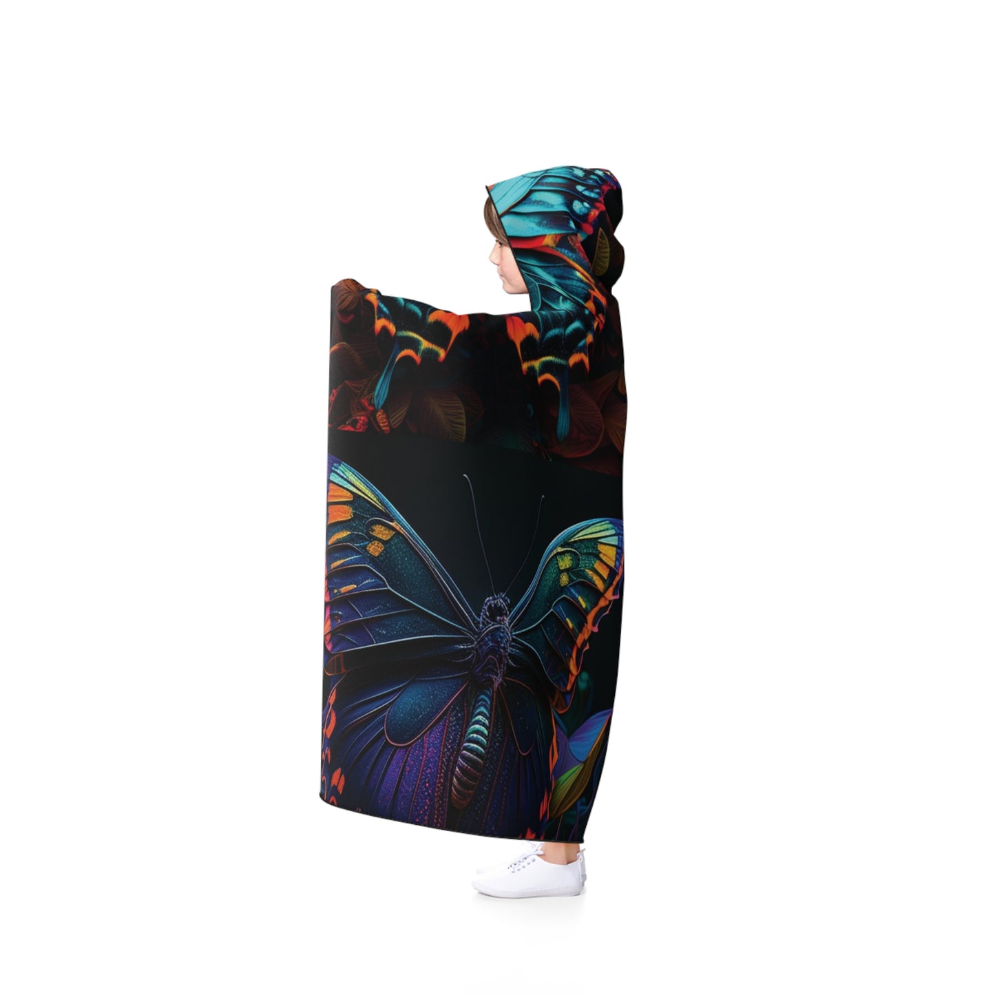 Hooded Blanket Hue Neon Butterfly 5