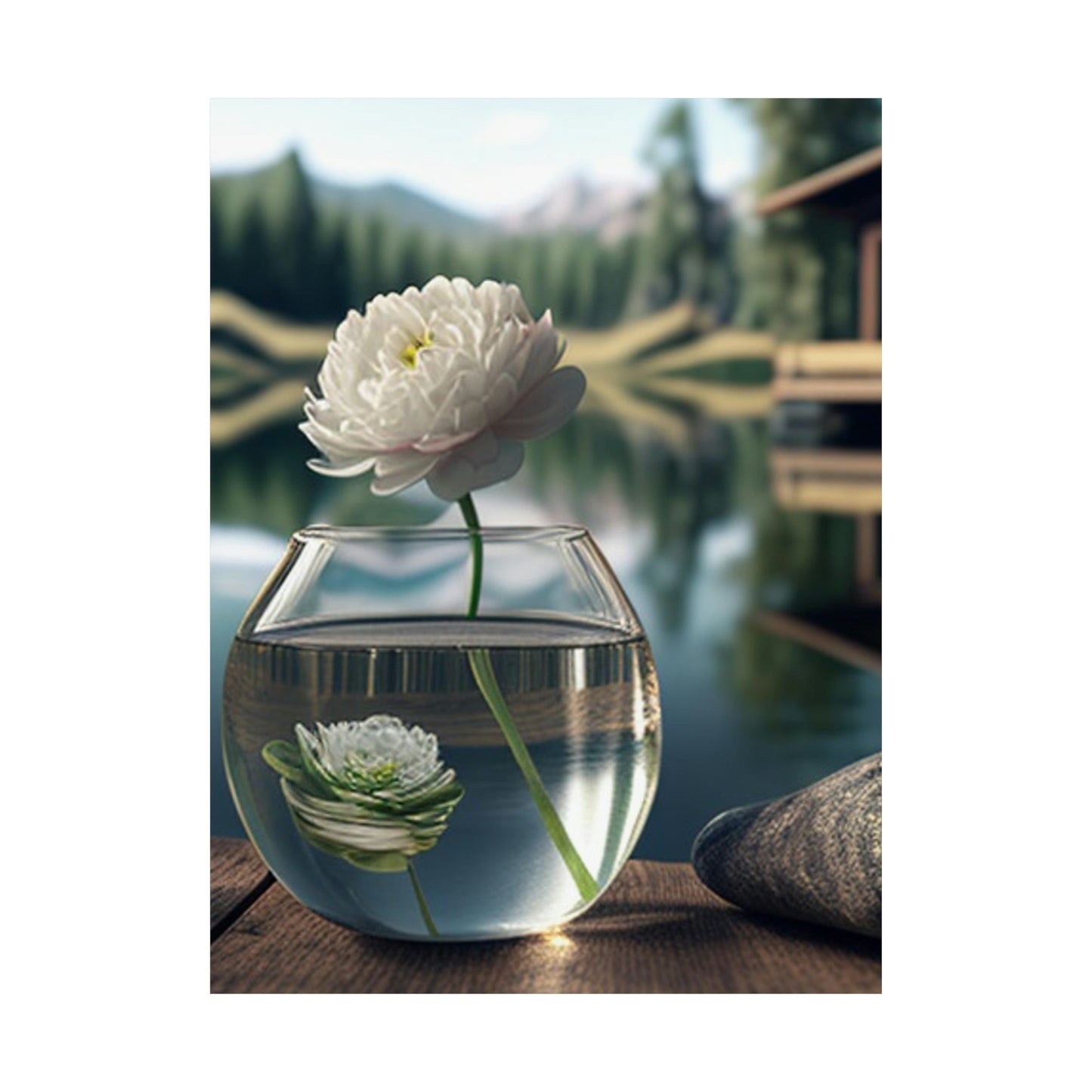 Premium Matte Vertical Posters White Peony glass vase 2