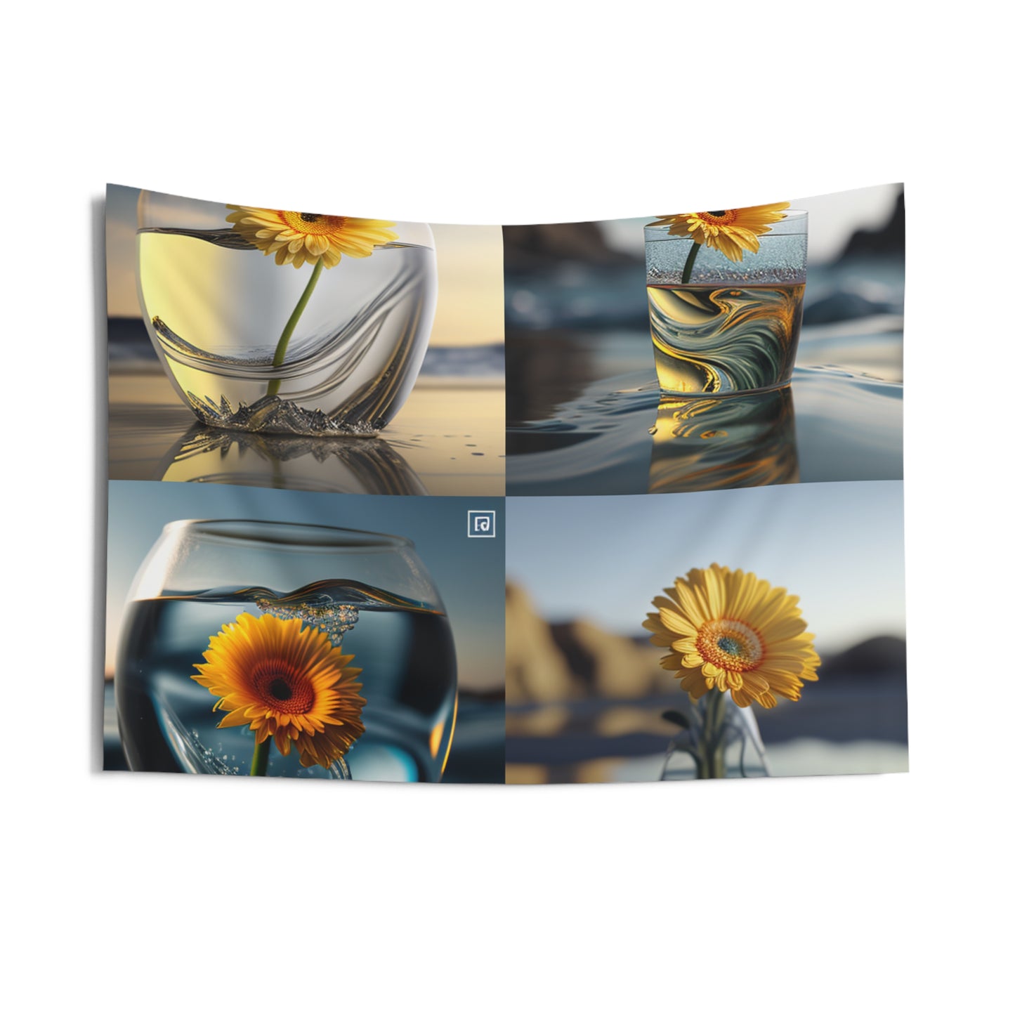 Indoor Wall Tapestries yello Gerbera glass 5