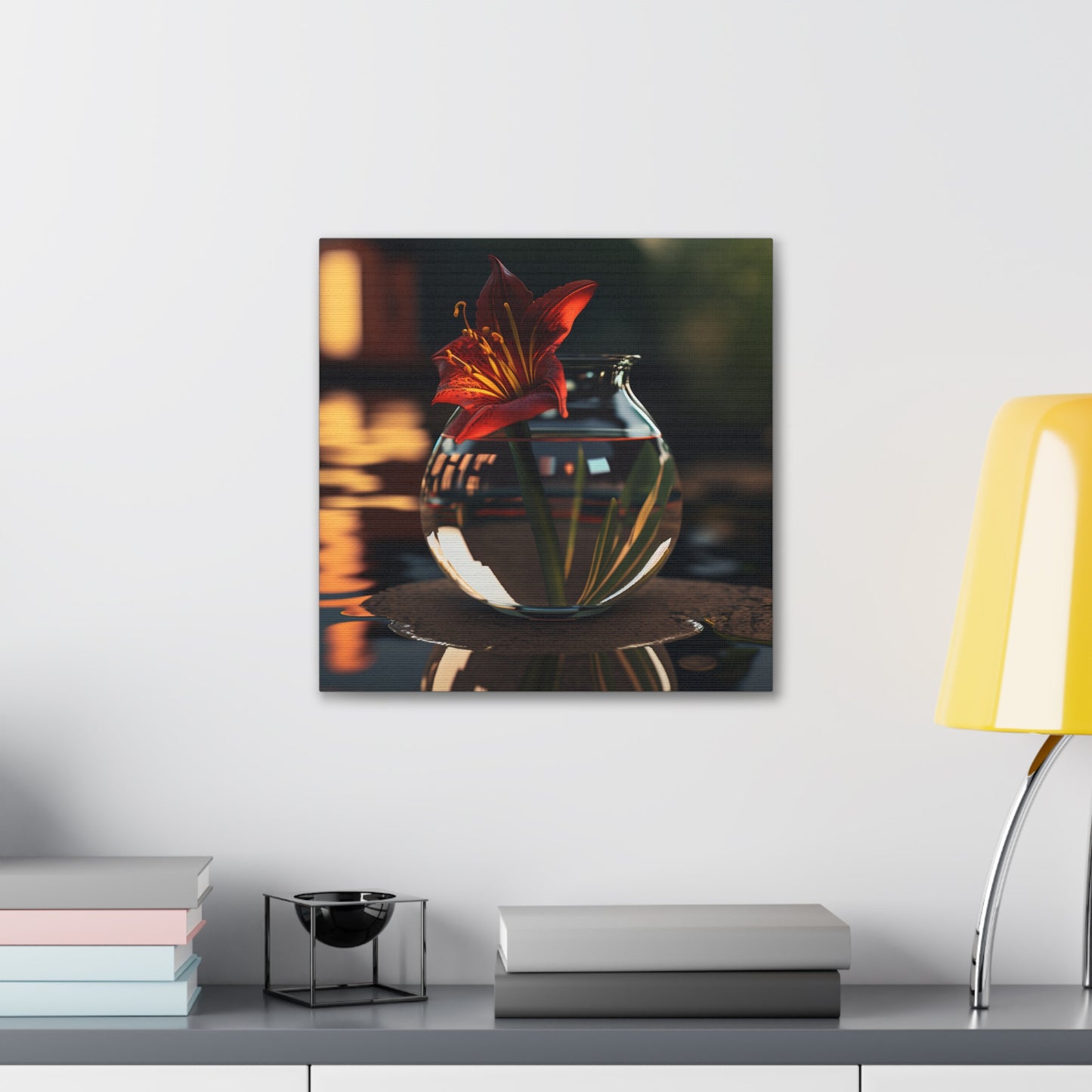 Canvas Gallery Wraps Red Lily in a Glass vase 2