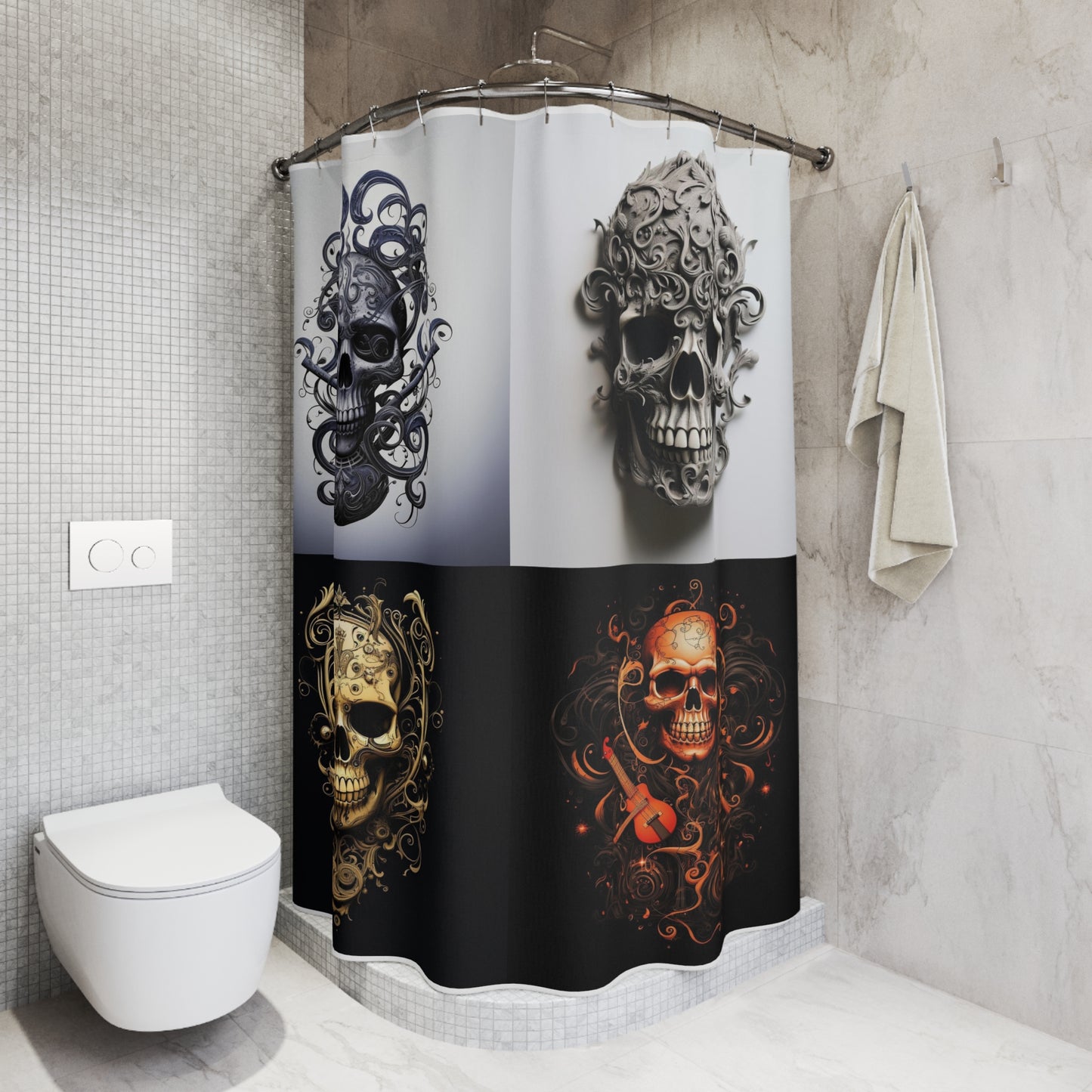 Polyester Shower Curtain Skull Treble Clef 5