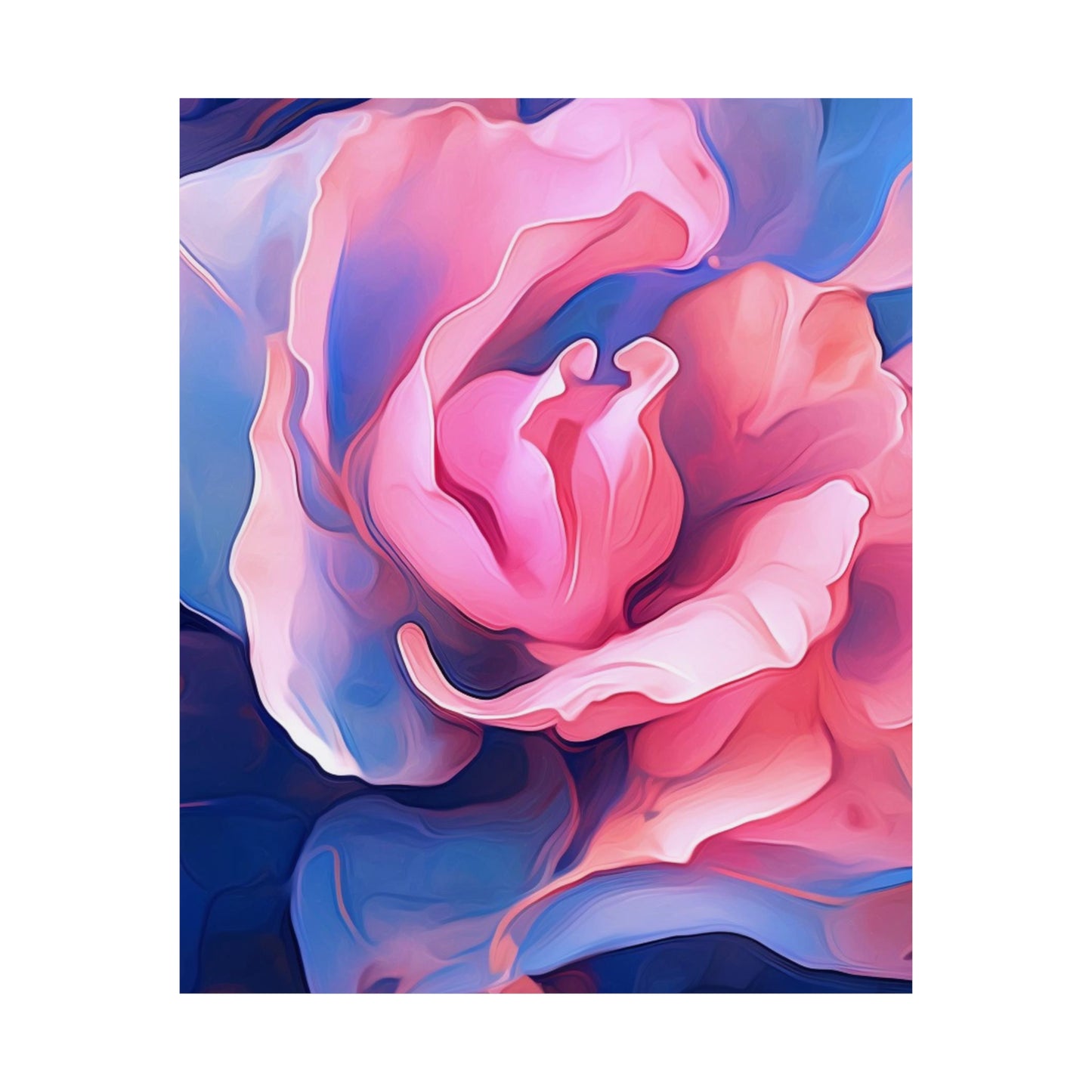 Premium Matte Vertical Posters Pink & Blue Tulip Rose 1