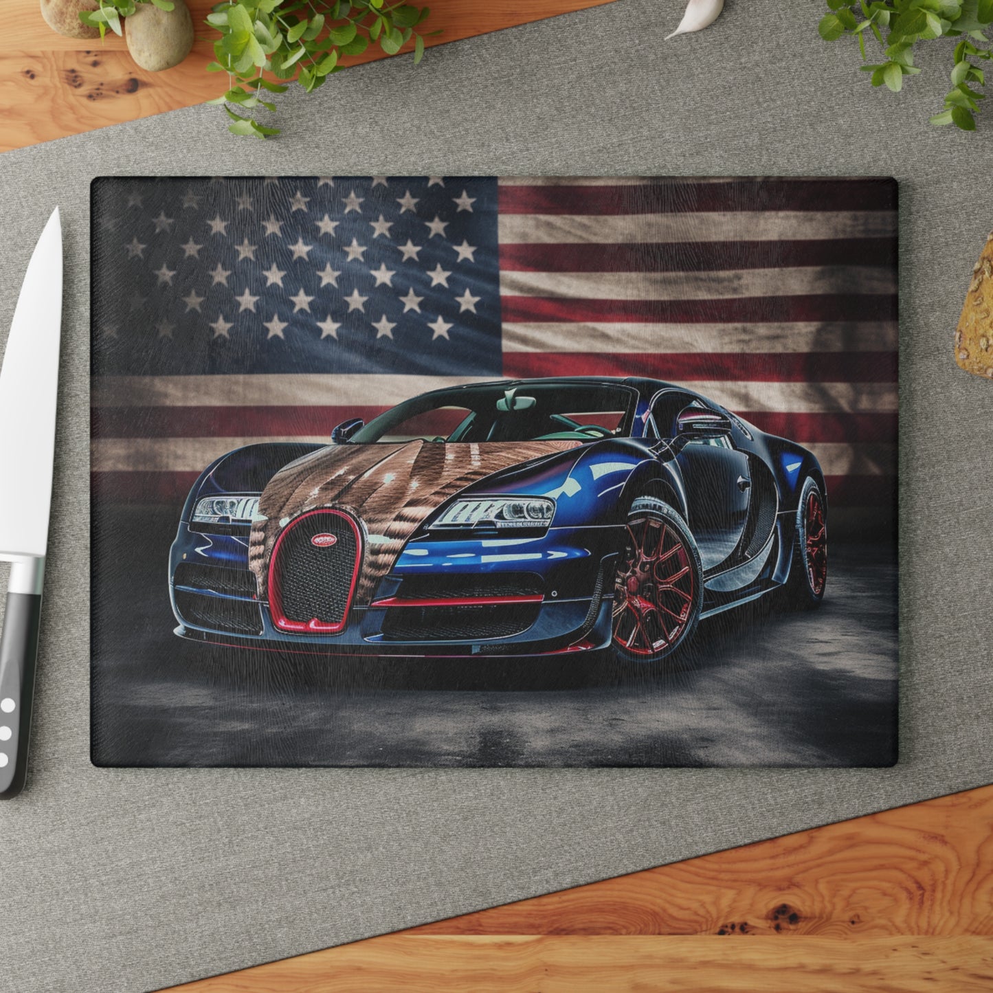 Glass Cutting Board Bugatti American Flag 4