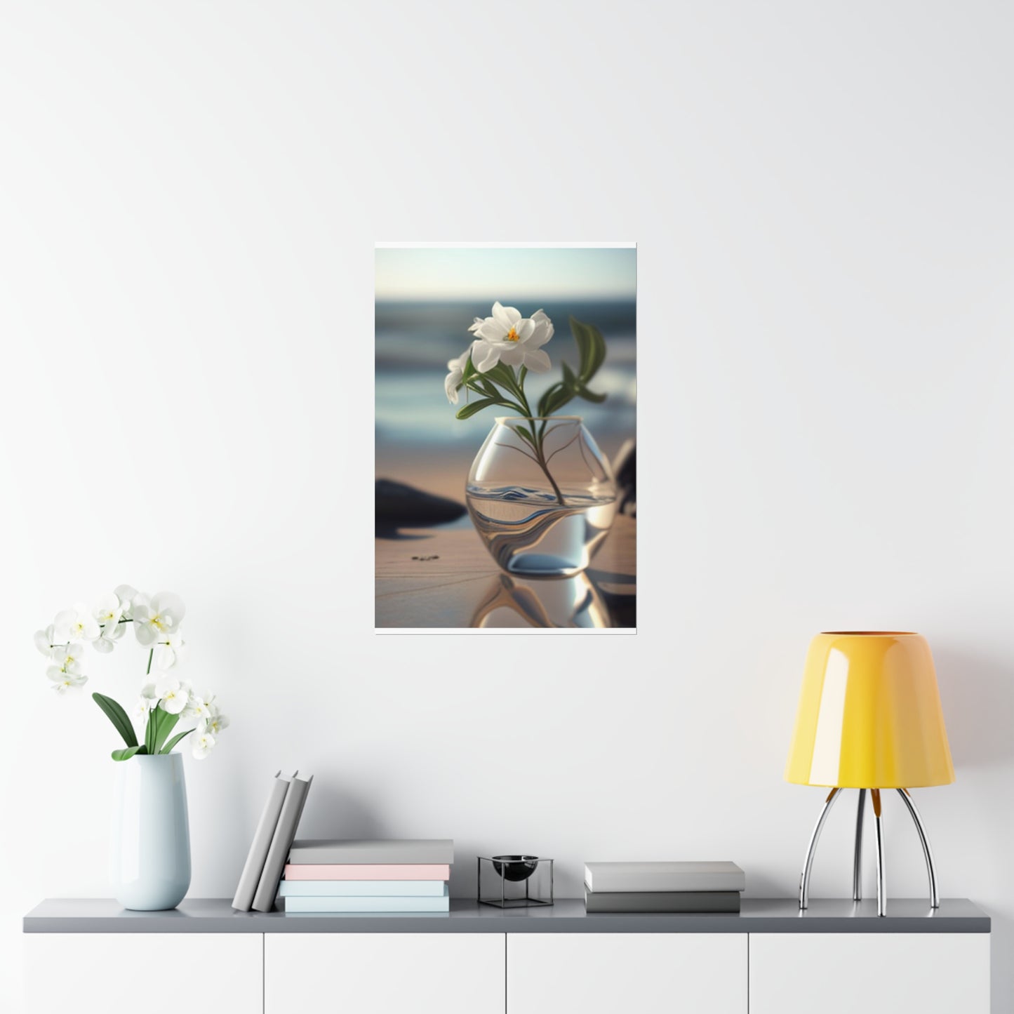 Premium Matte Vertical Posters Jasmine glass vase 3