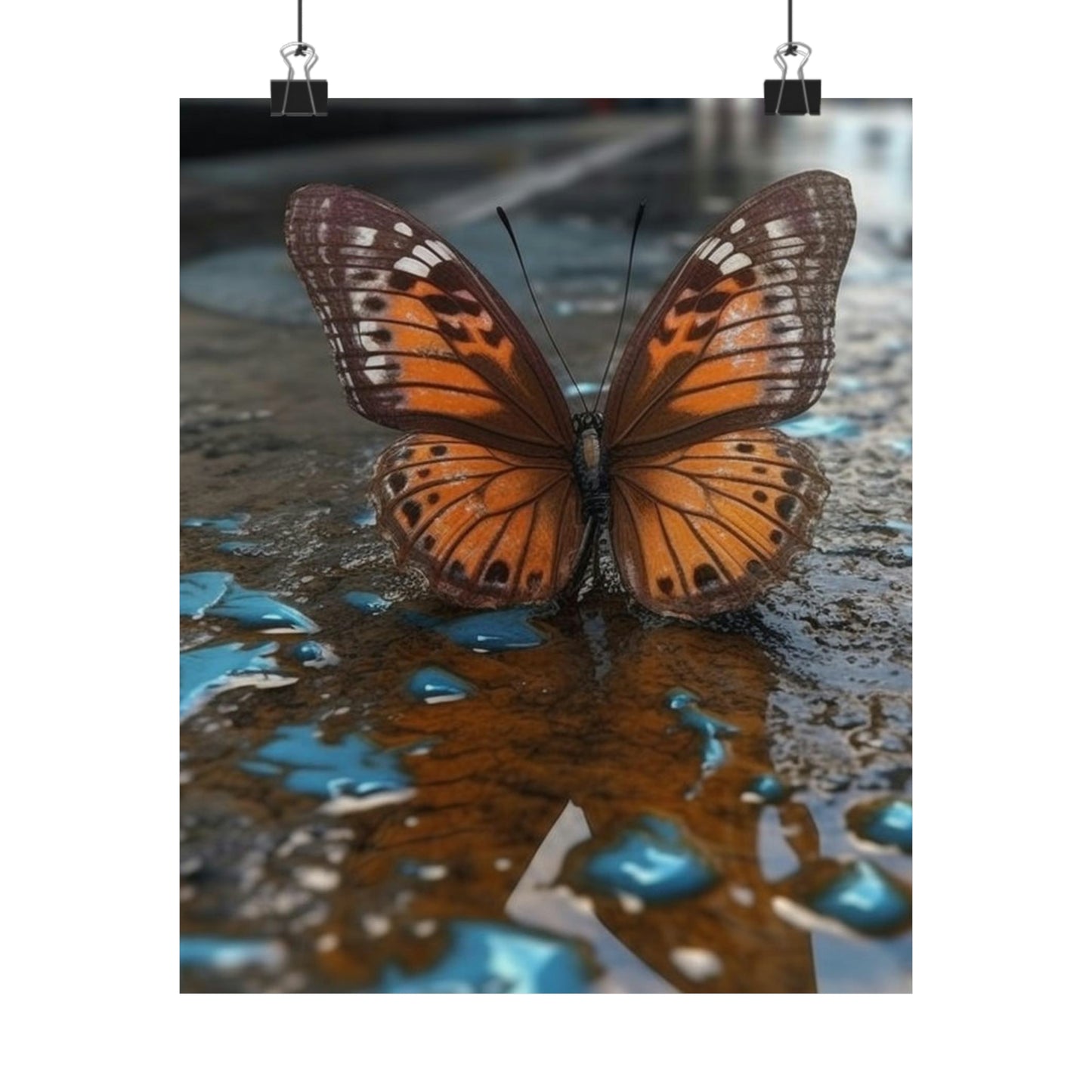 Premium Matte Vertical Posters Water Butterfly Street 2