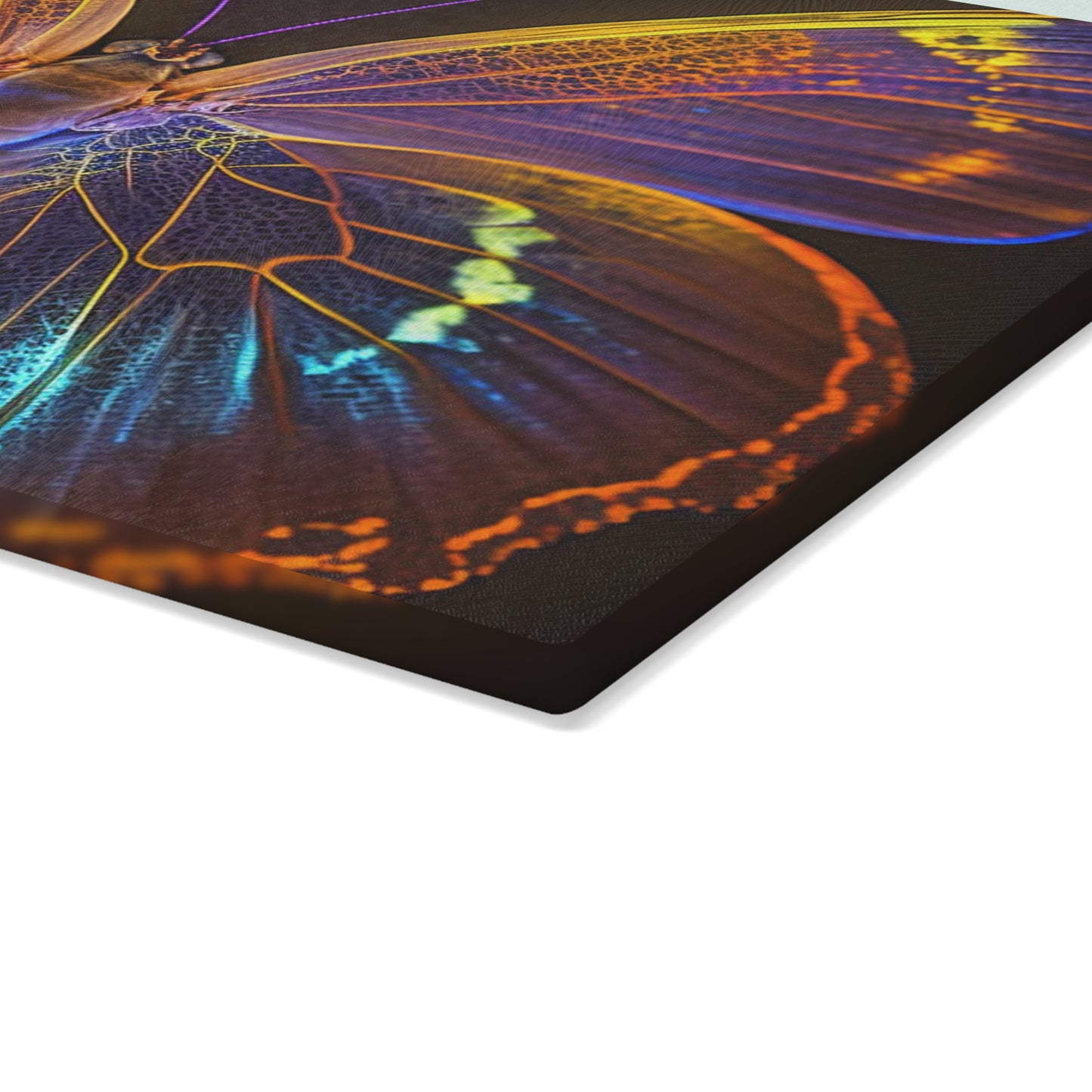 Glass Cutting Board Neon Butterfly Flair 2