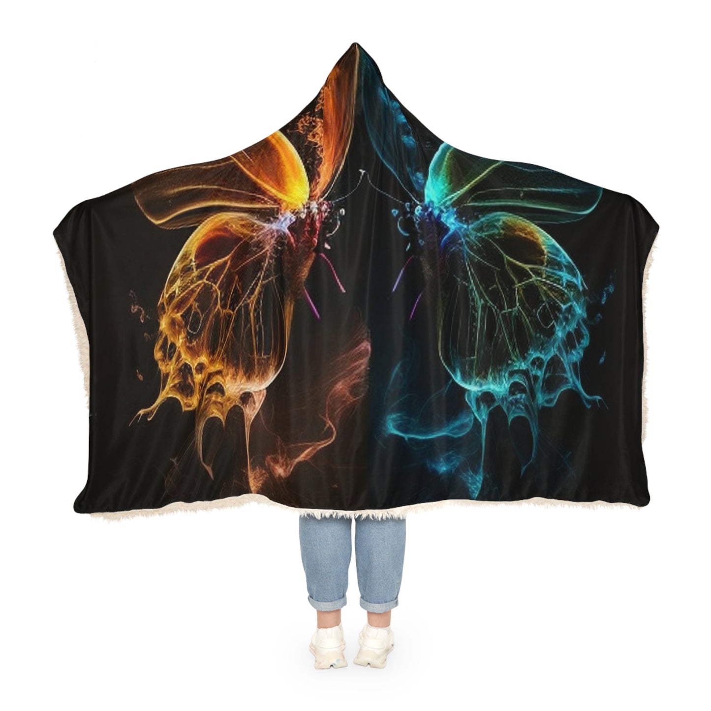 Snuggle Hooded Blanket Kiss Neon Butterfly 1