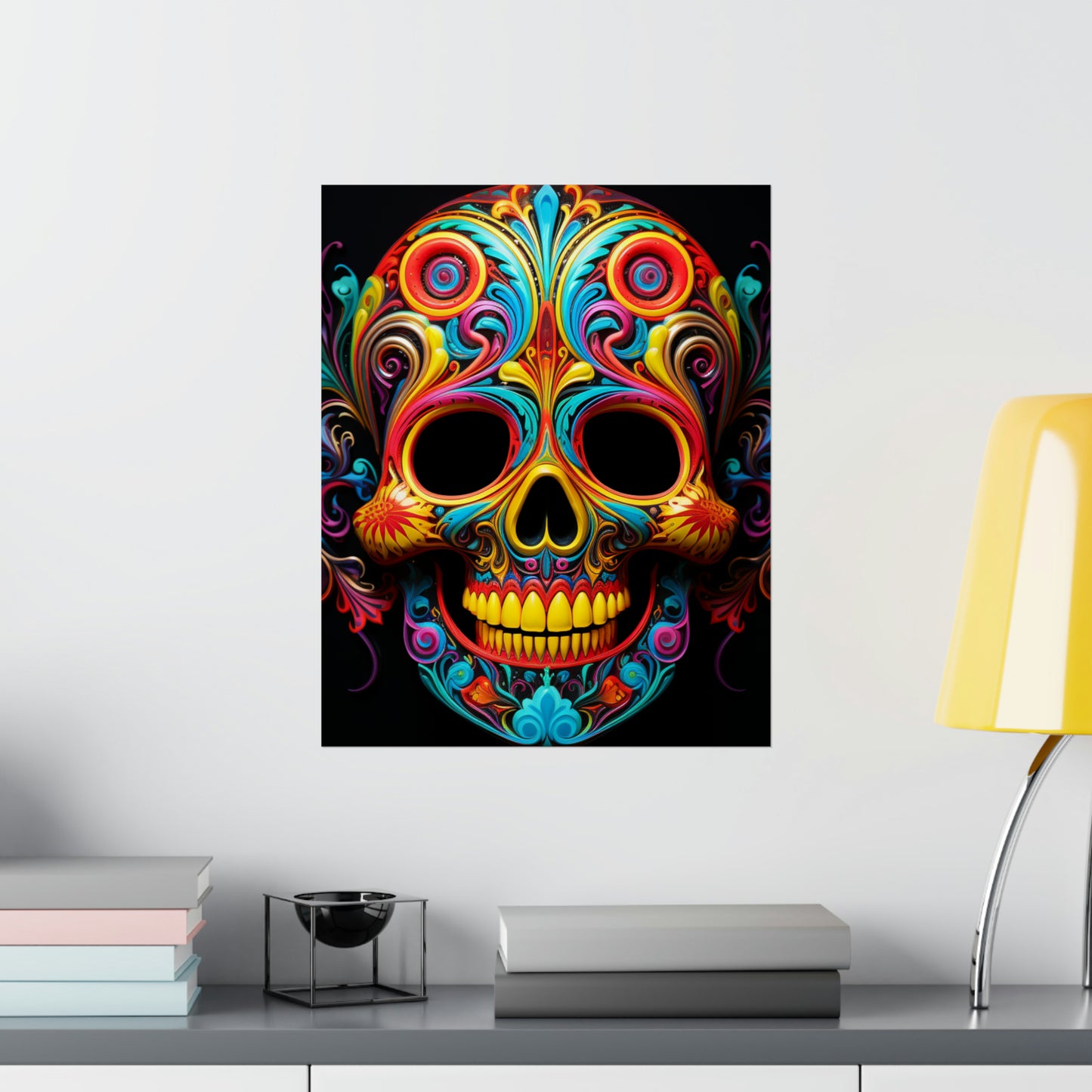 Premium Matte Vertical Posters Macro Skull Color 1