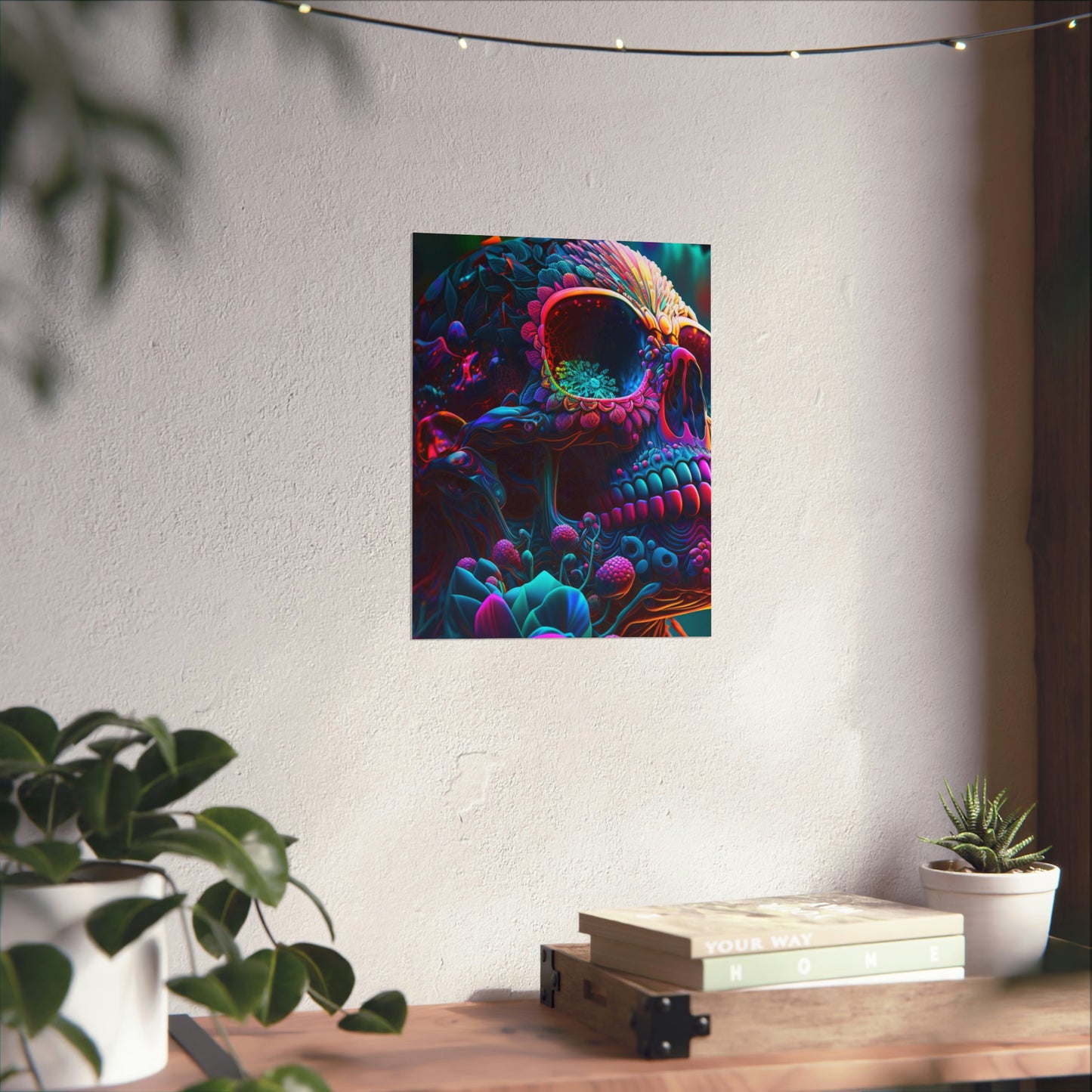 Premium Matte Vertical Posters Florescent Skull Death 3