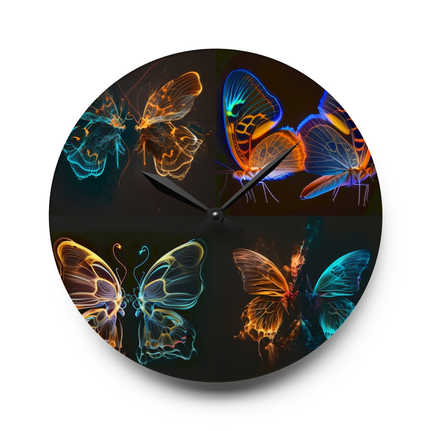 Acrylic Wall Clock Neon Glo Butterfly 5