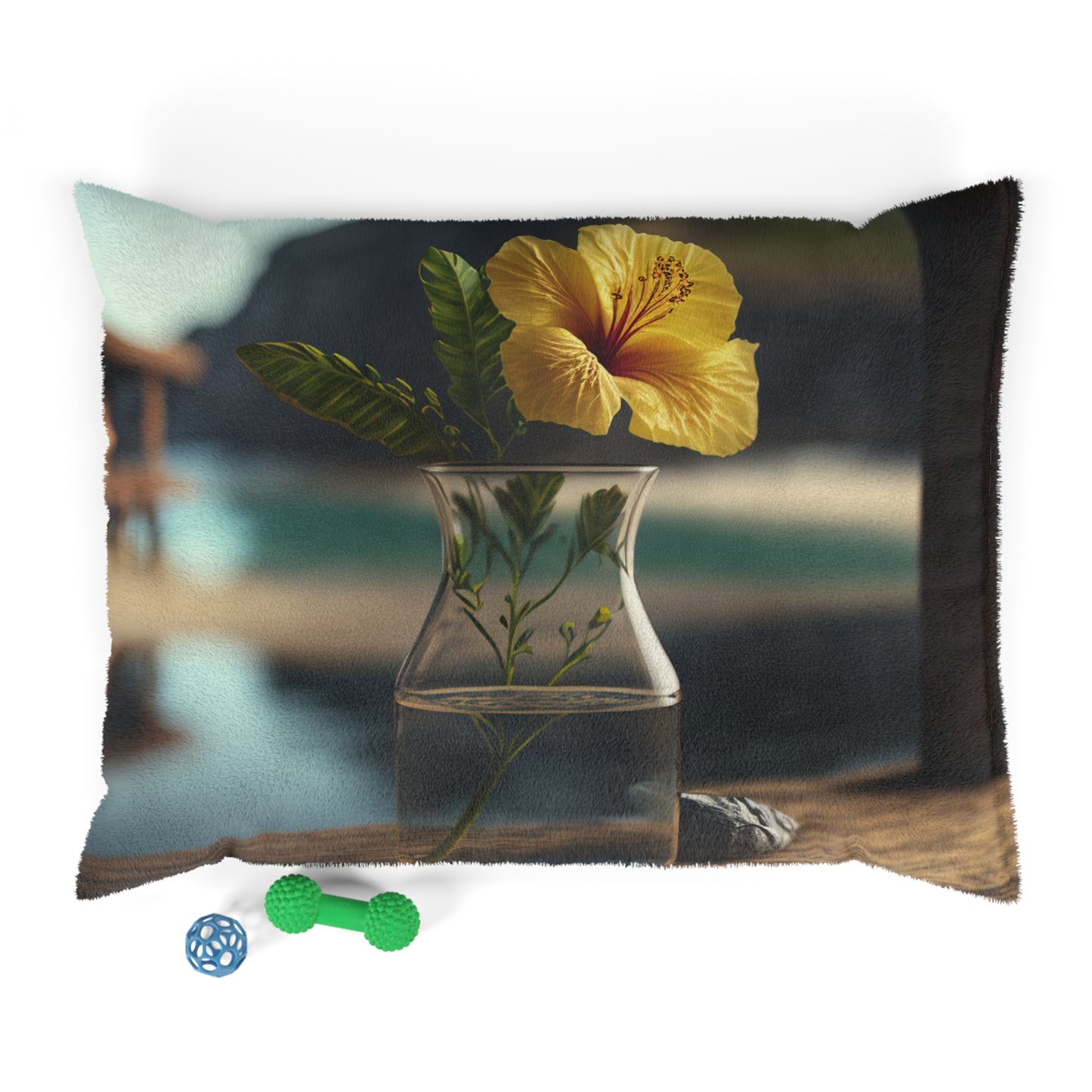 Pet Bed Yellow Hibiscus Wood 4