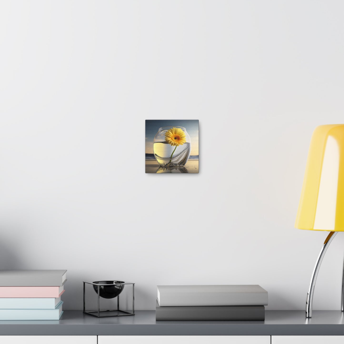 Canvas Gallery Wraps yello Gerbera glass 1