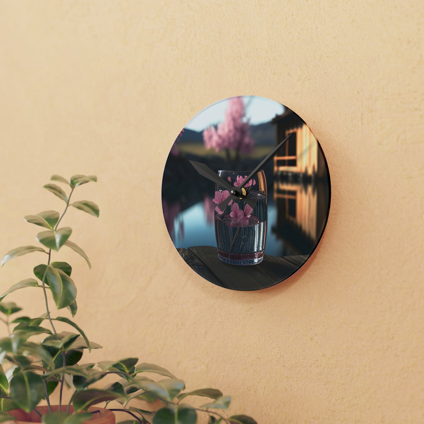 Acrylic Wall Clock Cherry Blossom 1