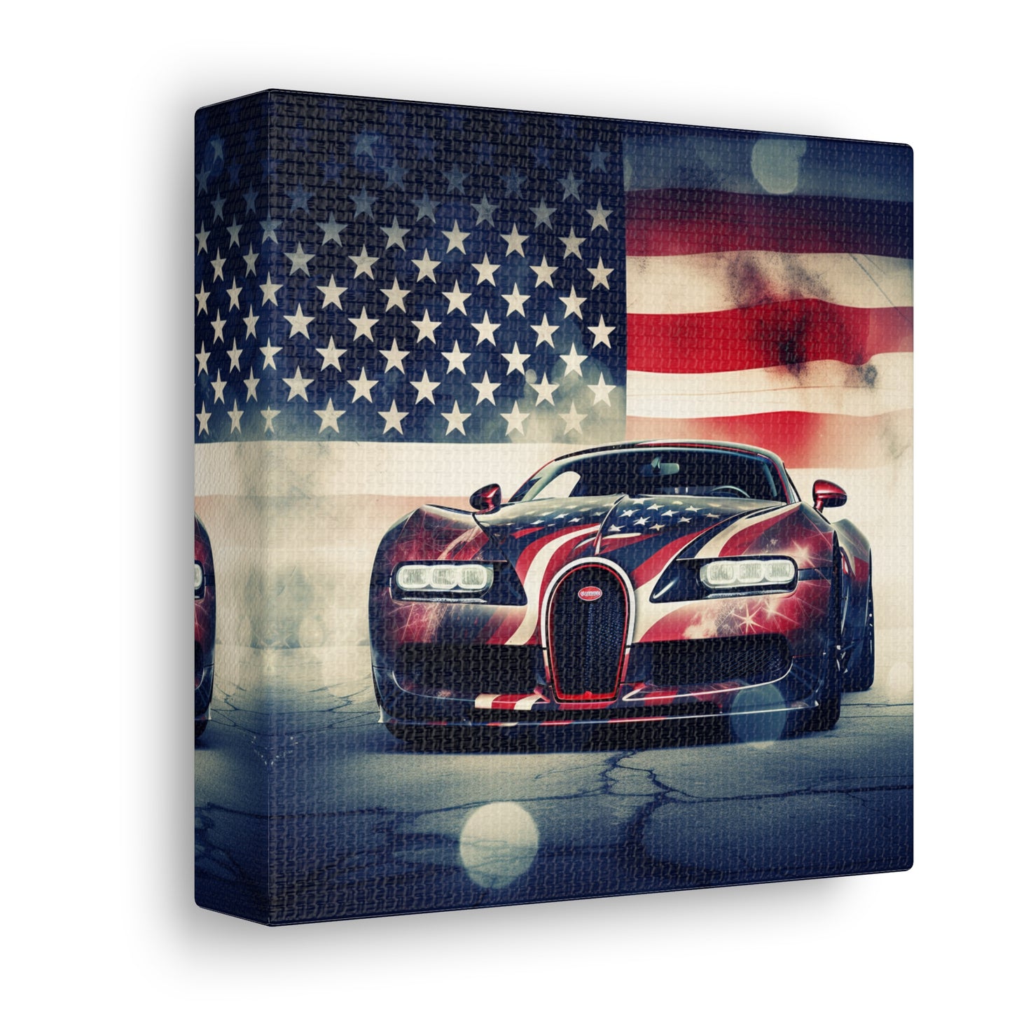 Canvas Gallery Wraps Abstract American Flag Background Bugatti 1