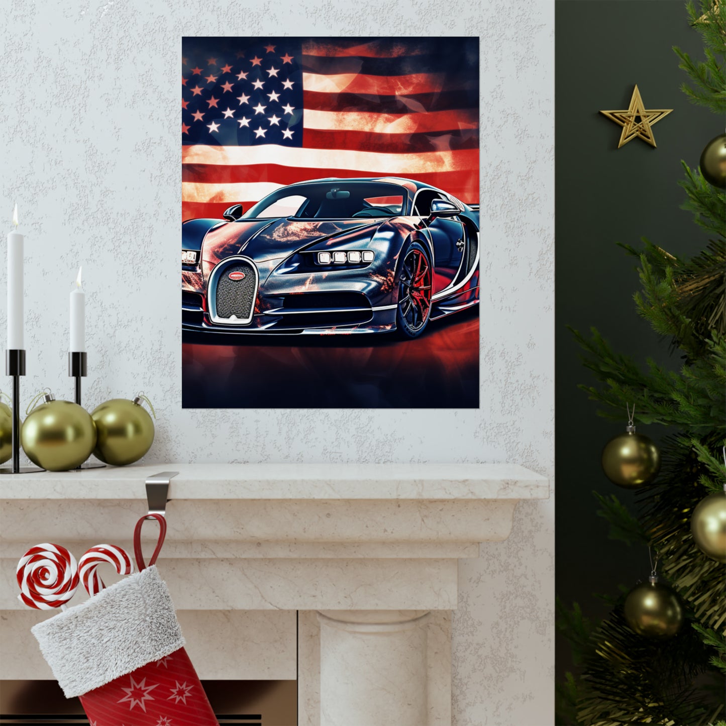 Premium Matte Vertical Posters Abstract American Flag Background Bugatti 4