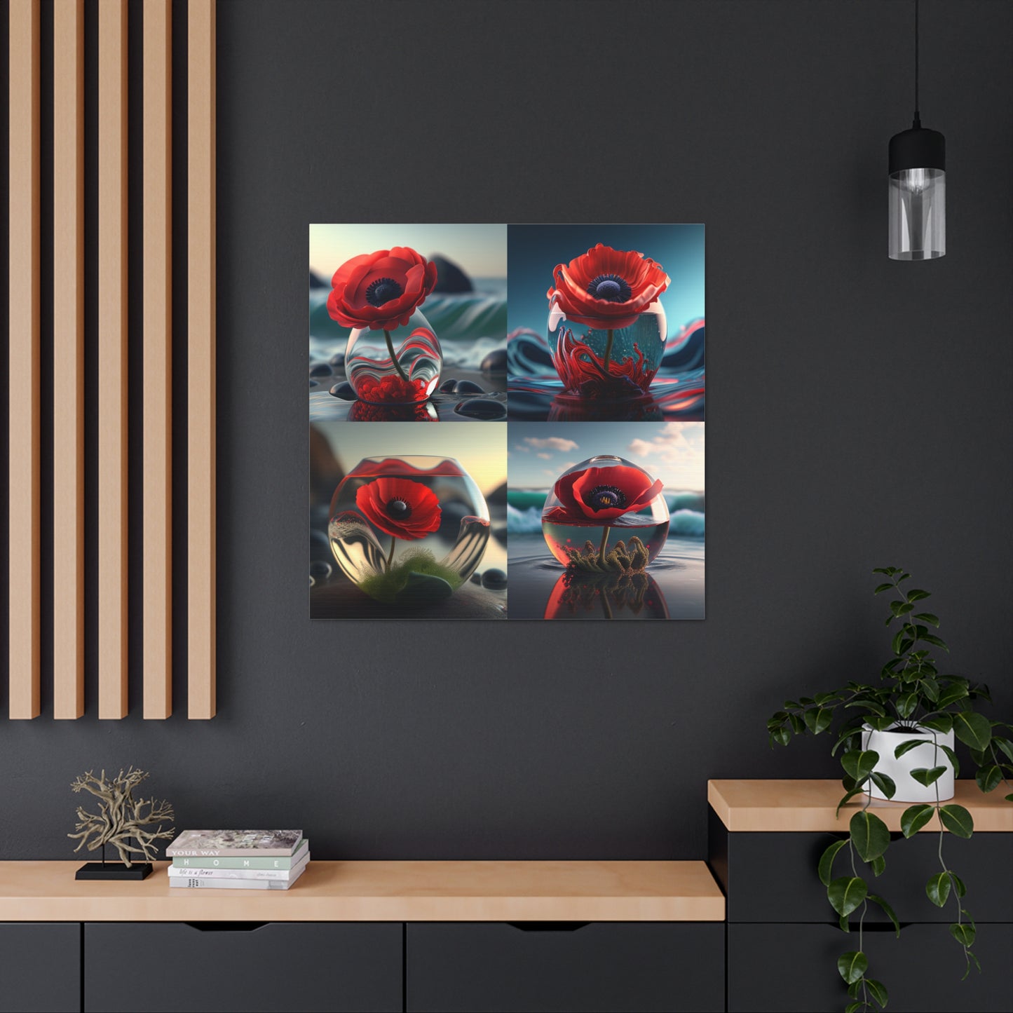 Canvas Gallery Wraps Red Anemone in a Vase 5